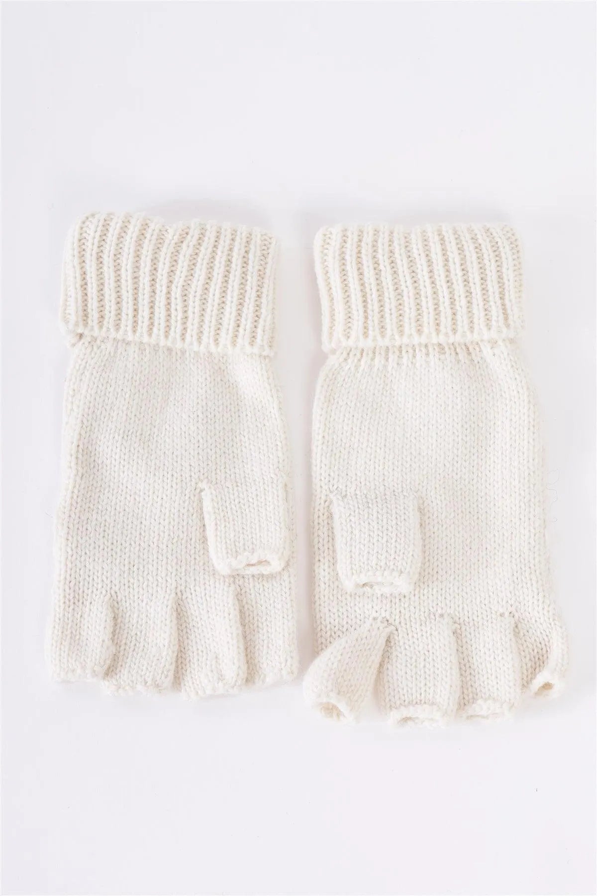 Ivory Fingerless Snowflakes Pearl Rhinestone Winter Gloves /2 Pieces - Tasha Apparel Wholesale