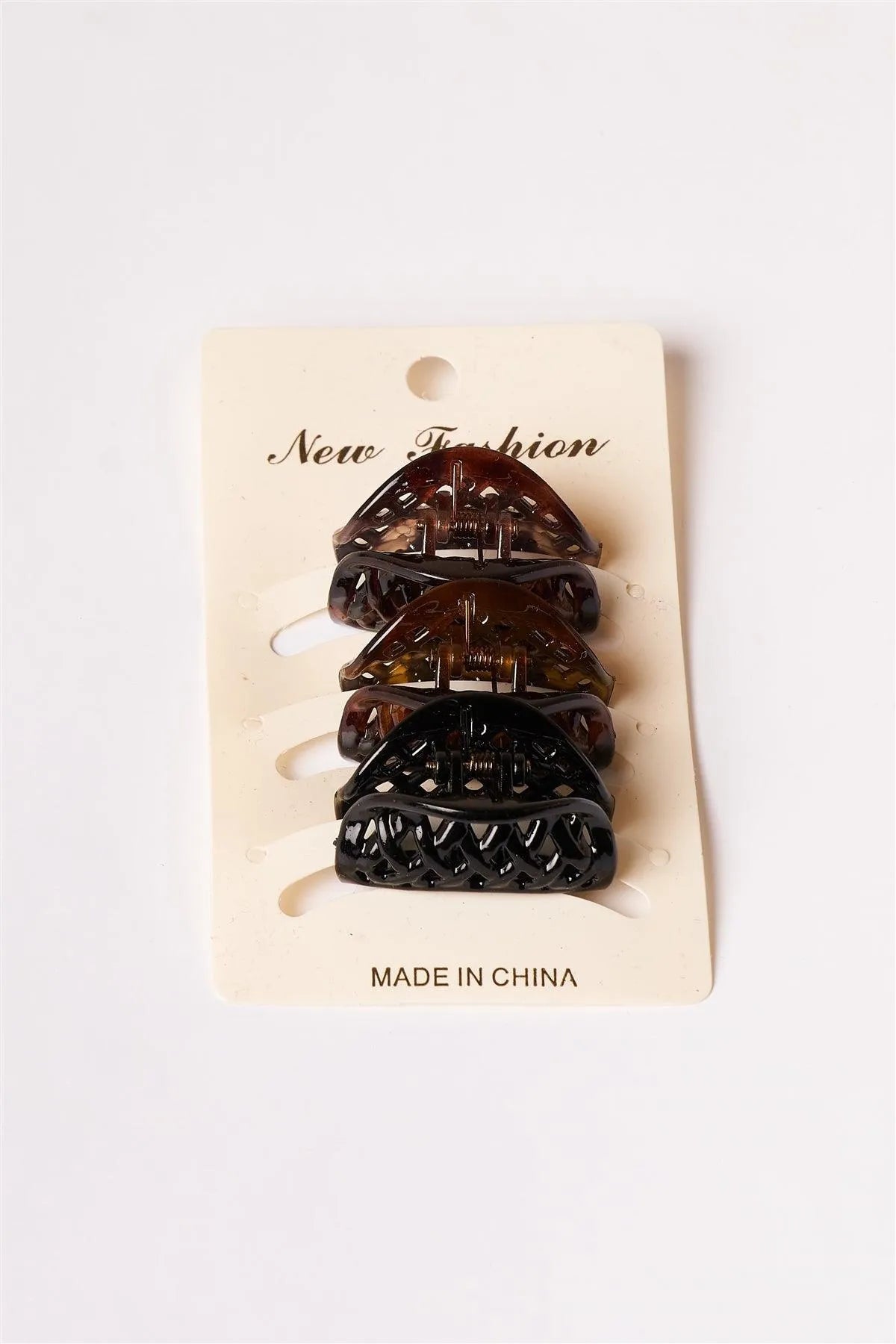 3pcs Brown Black Taco Shaped Mini Butterfly Clips - Tasha Apparel Wholesale
