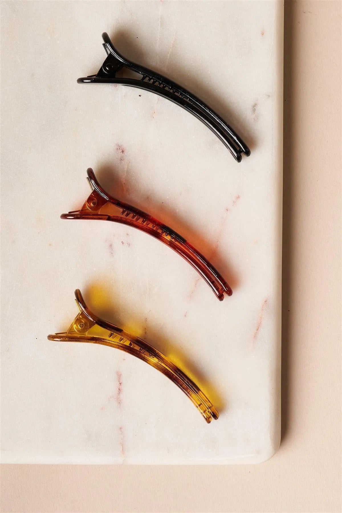 3pcs Classic Hinged Multi-colored Barrette Clips - Tasha Apparel Wholesale