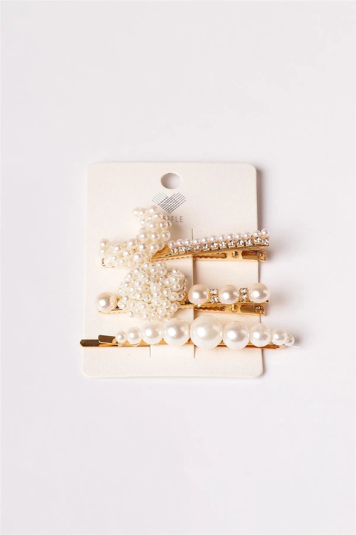 Gold Pearled Moon Bobby Pins /1 Pair - Tasha Apparel Wholesale