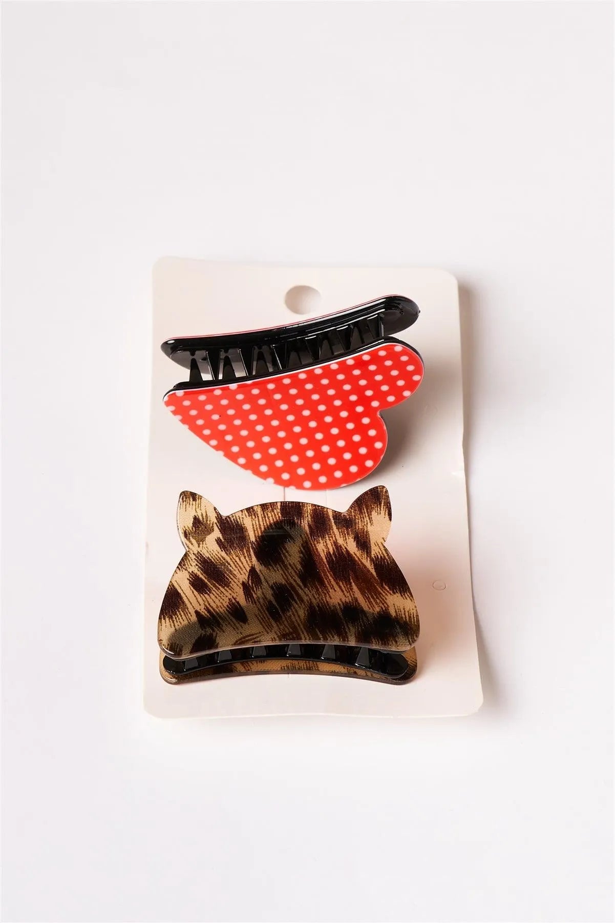 2pcs Cheetah Print and Polka Dot Small Butterfly Clips - Tasha Apparel Wholesale