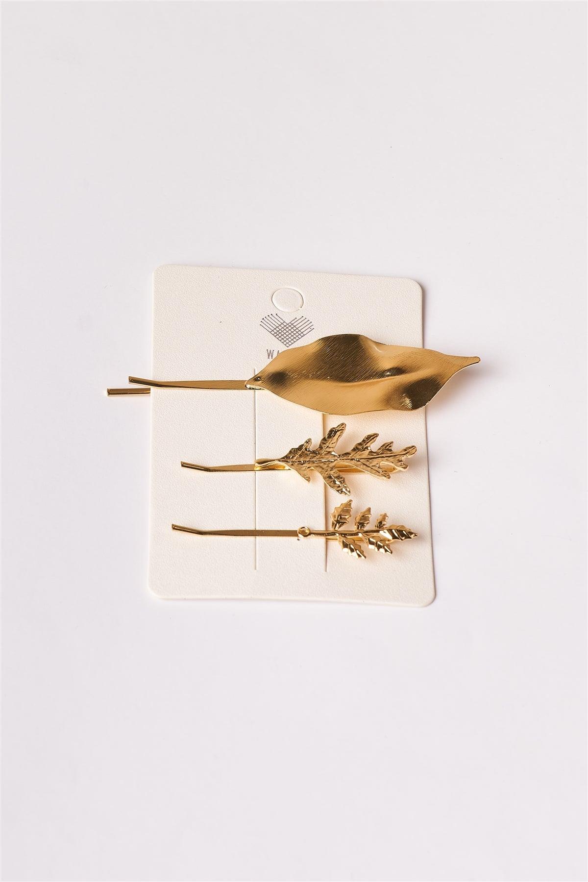 Gold Leaf Bobby Pins /1 Pair
