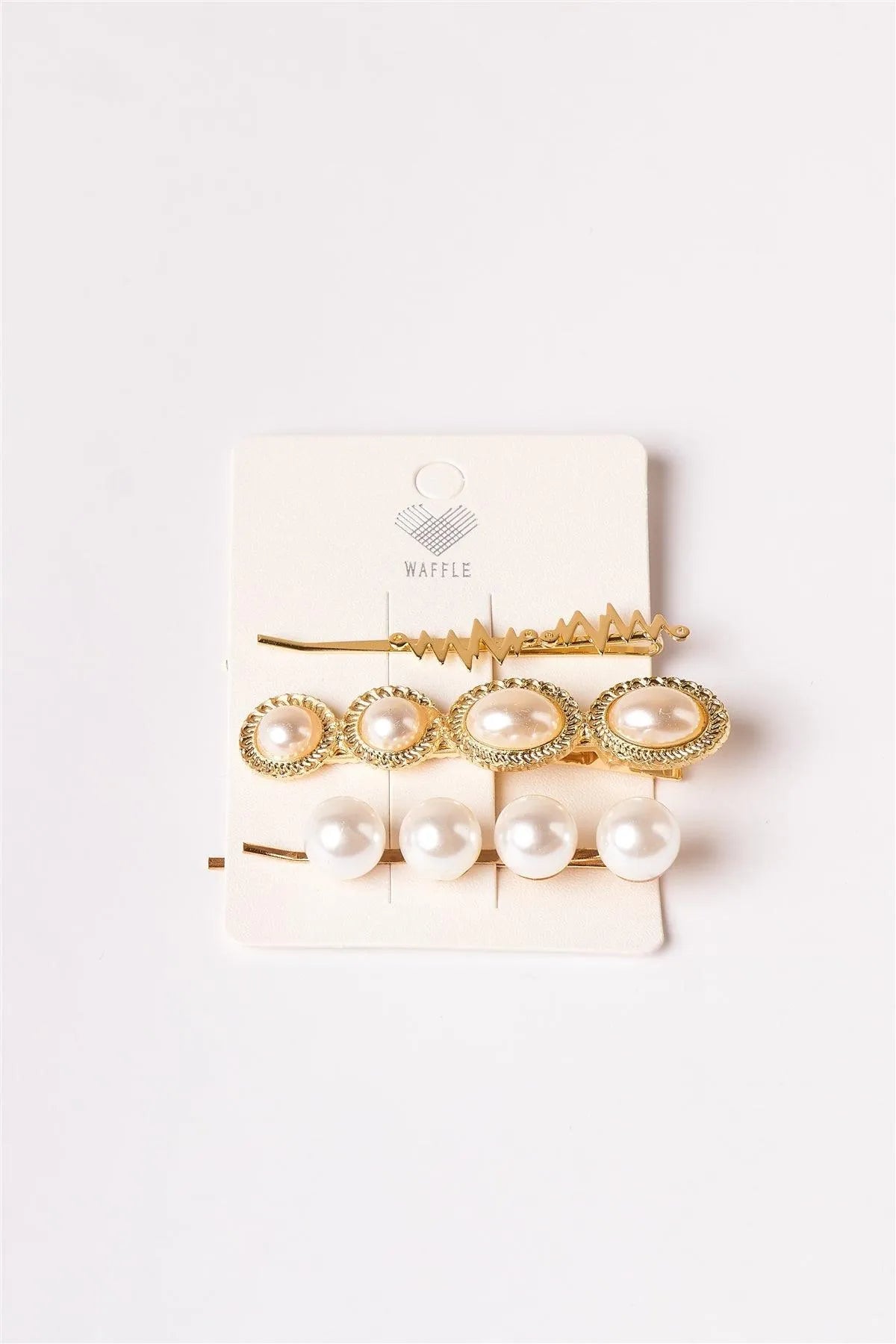 3pcs Gold Large Pearled Hair Bobby Pins - Tasha Apparel Wholesale