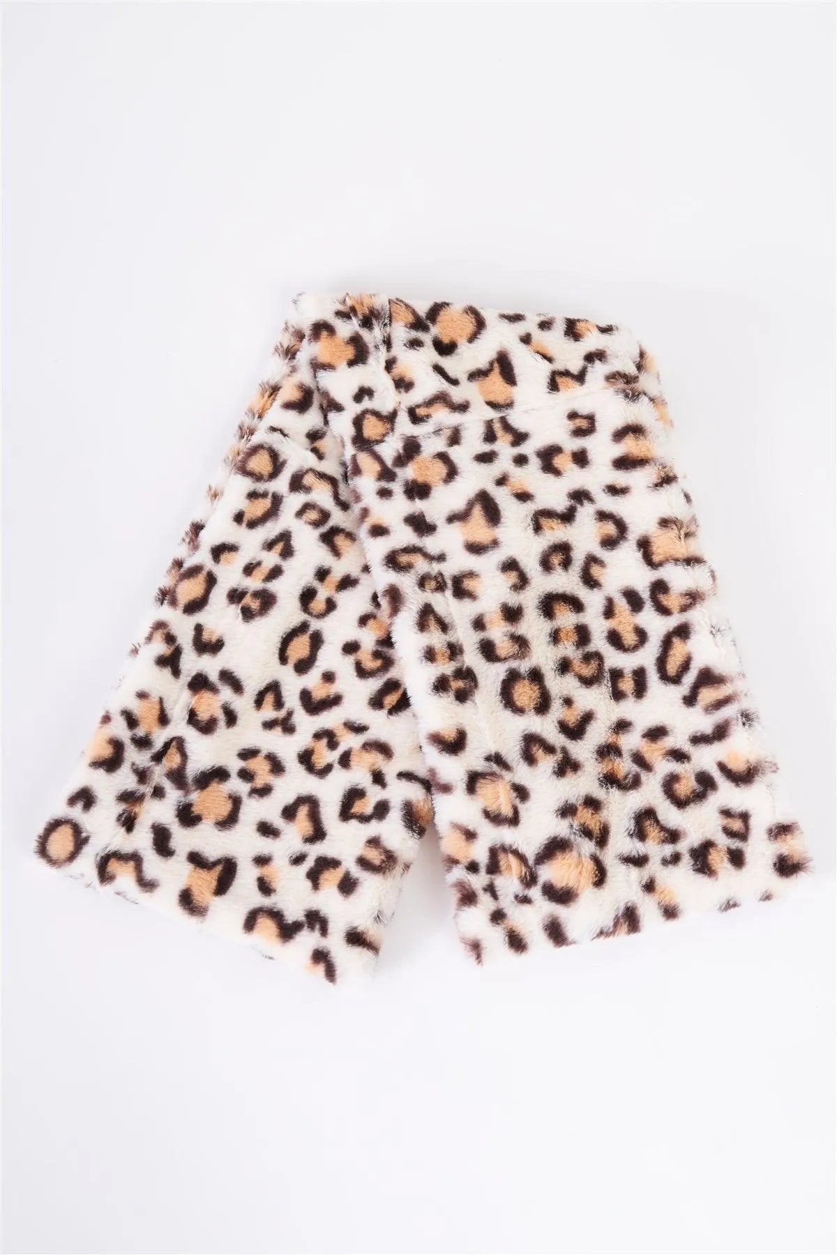 Ivory Leopard Print Faux Fur Infinity Winter Scarf /3 Pieces - Tasha Apparel Wholesale