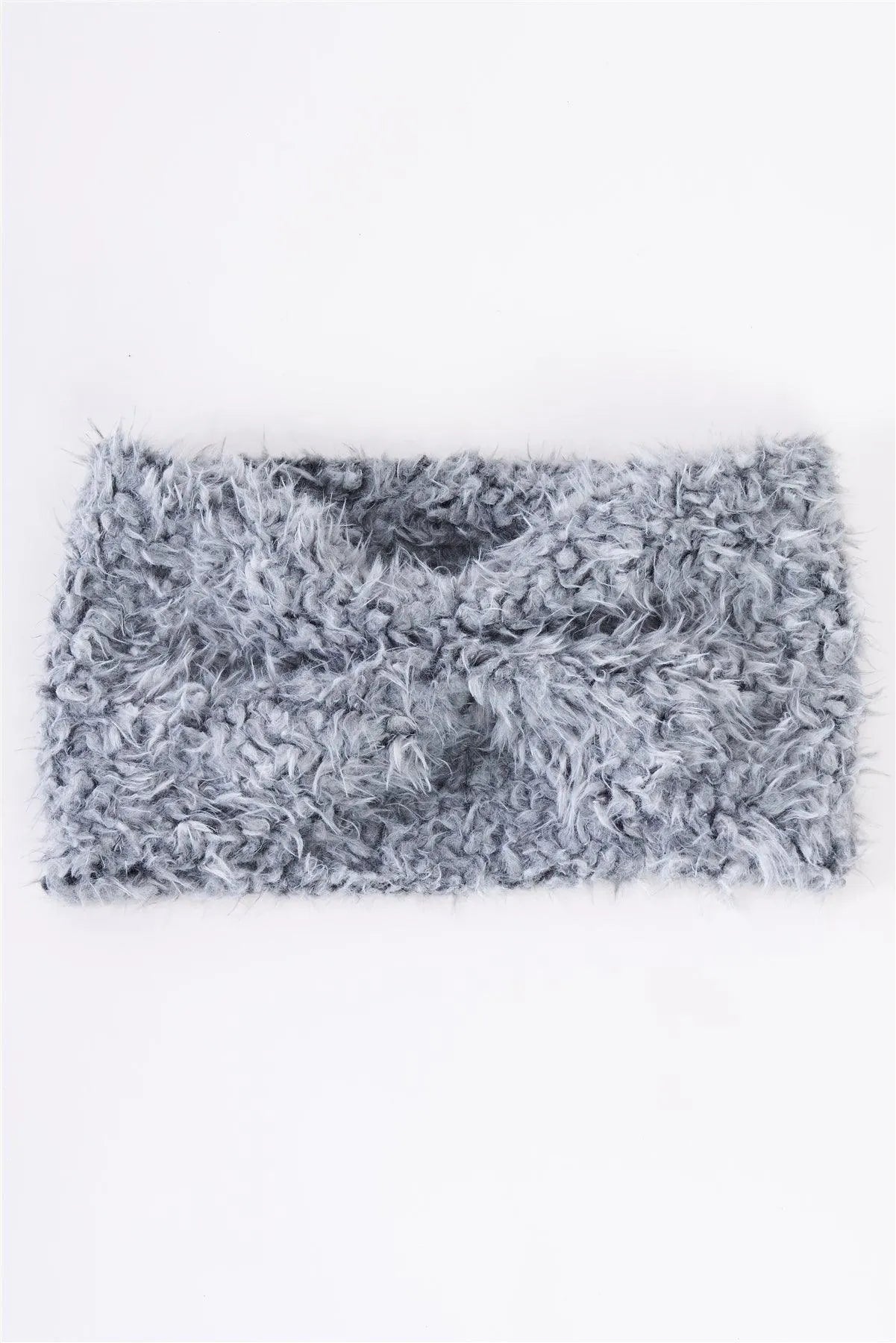 Grey Fluffy Faux Fur Infinity Winter Scarf /3 Pieces - Tasha Apparel Wholesale