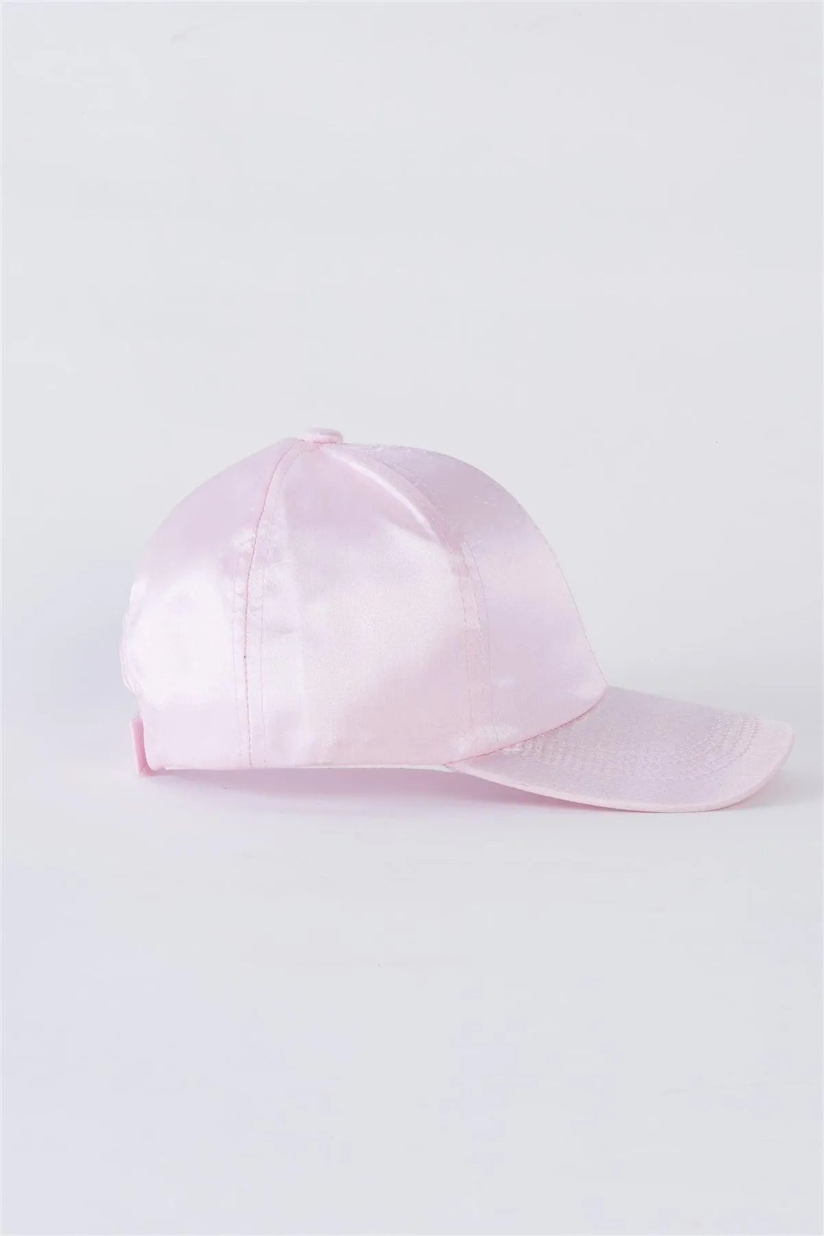 Light Pink Satin Baseball Cap With Adjustable Velcro Strap /4 Hats - Tasha Apparel Wholesale
