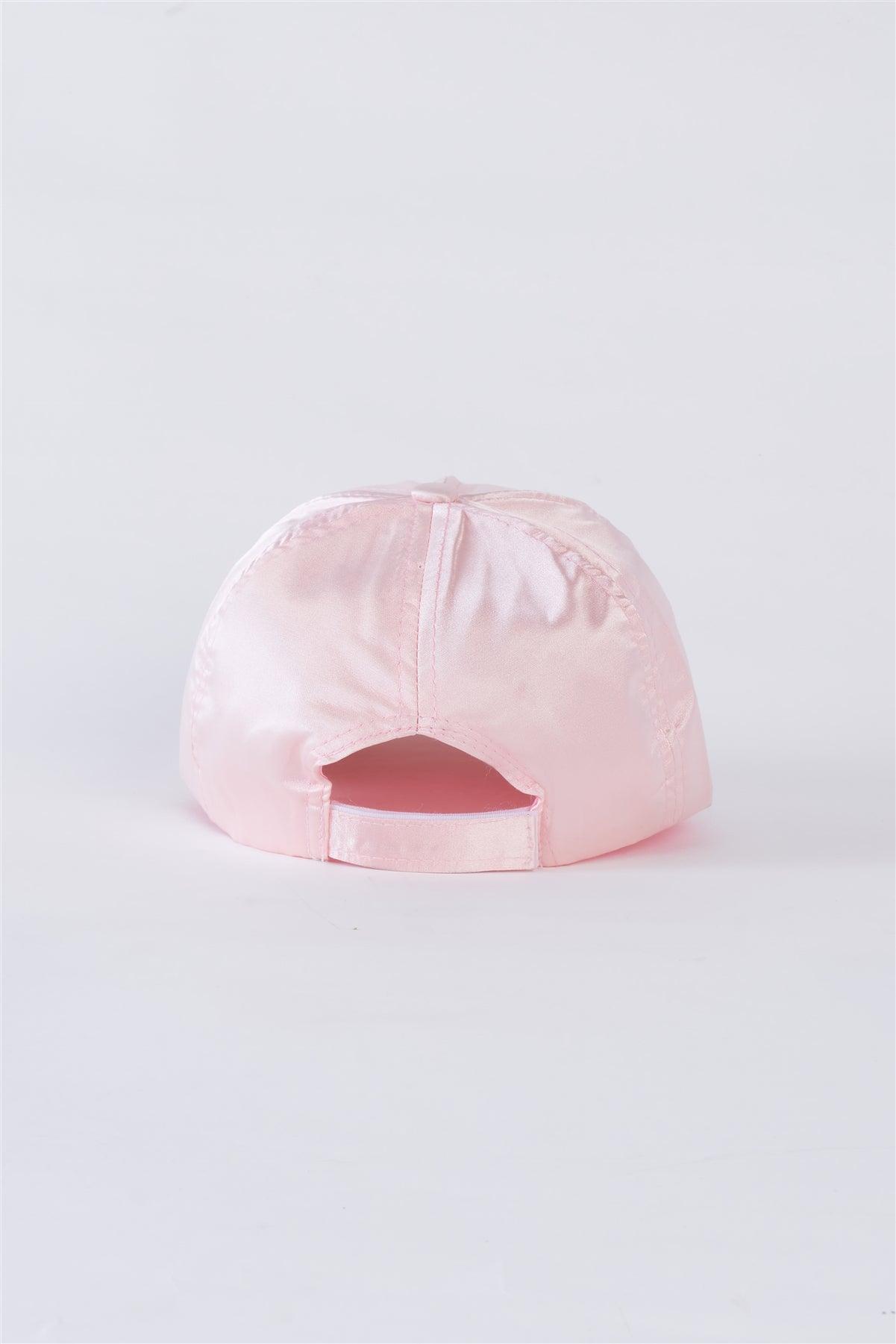 Pink Satin Baseball Cap With Adjustable Velcro Strap /1 Piece