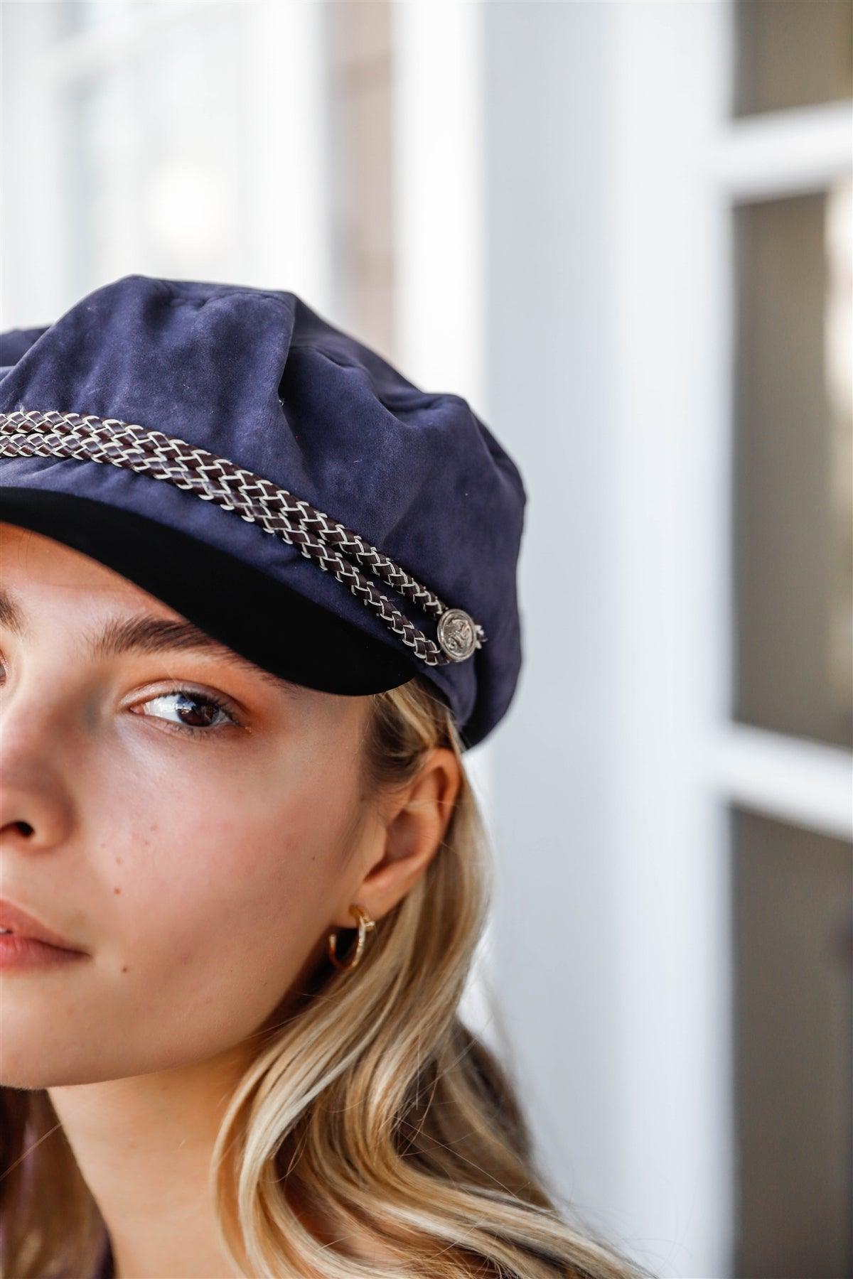 Blue Braided Cabby Hat /3 Pieces
