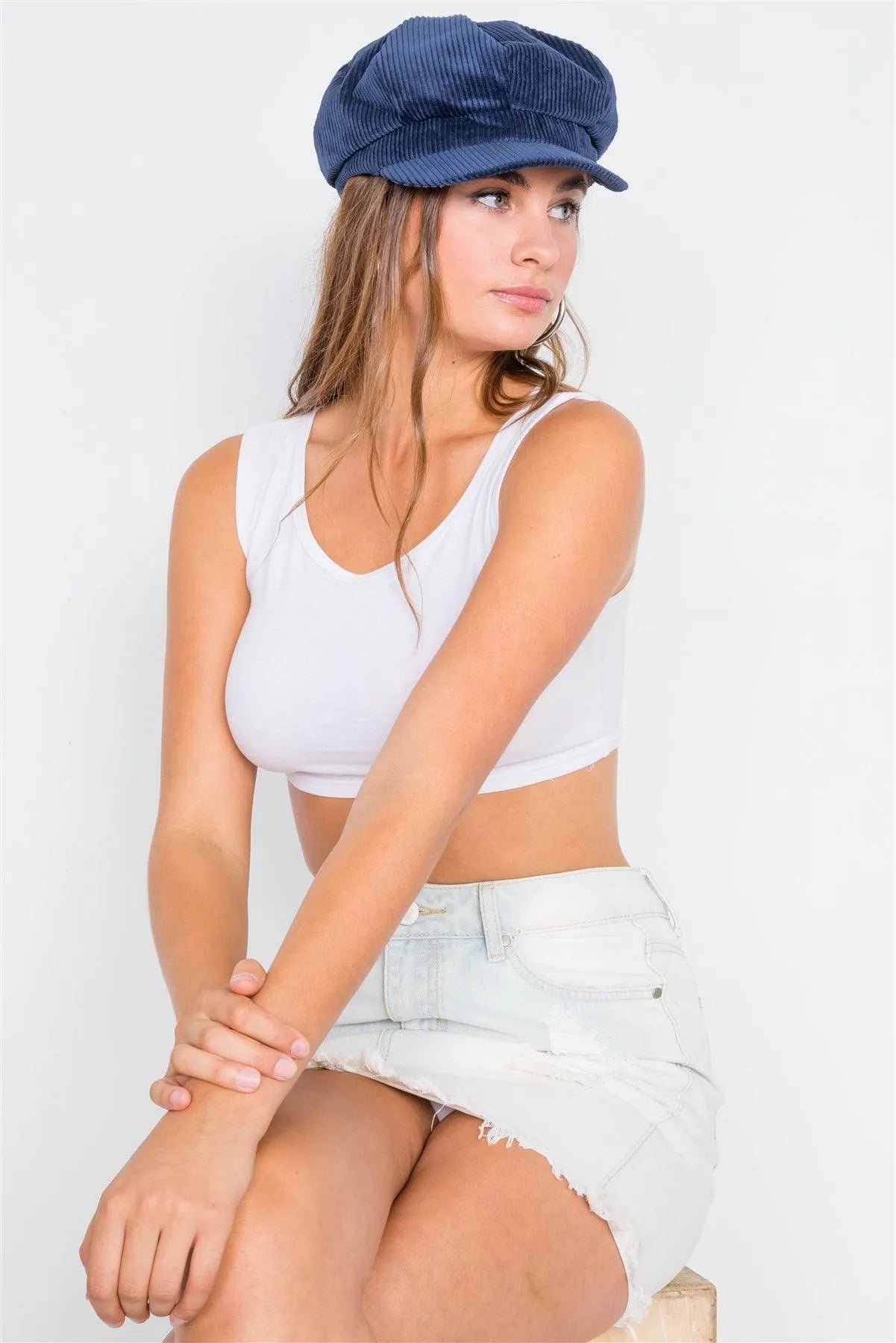 Navy Corduroy Cabby Hat /4 Pieces - Tasha Apparel Wholesale