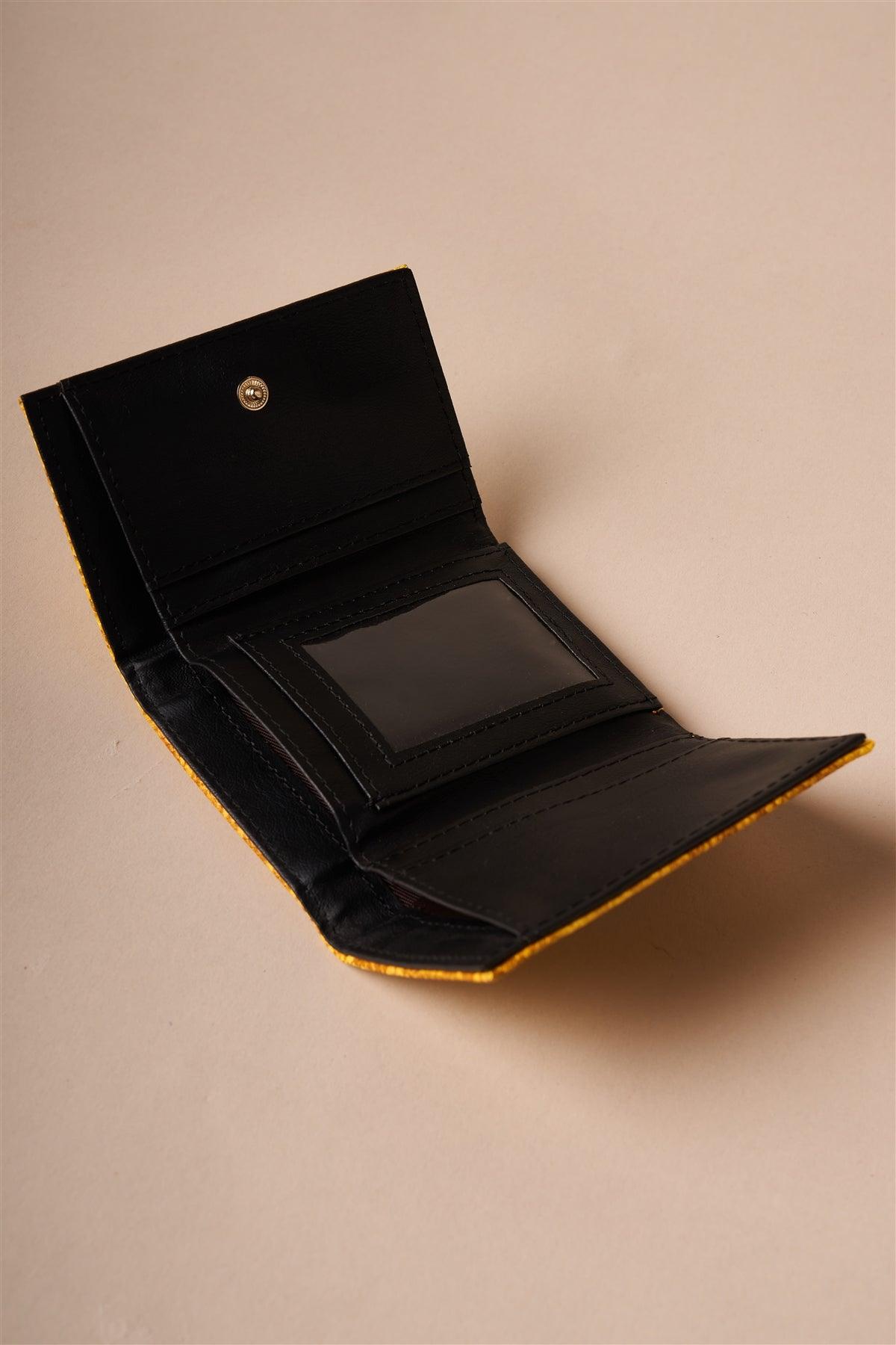 Mustard Yellow Snake Skin Retro Three Way Mini Wallet /1 Piece
