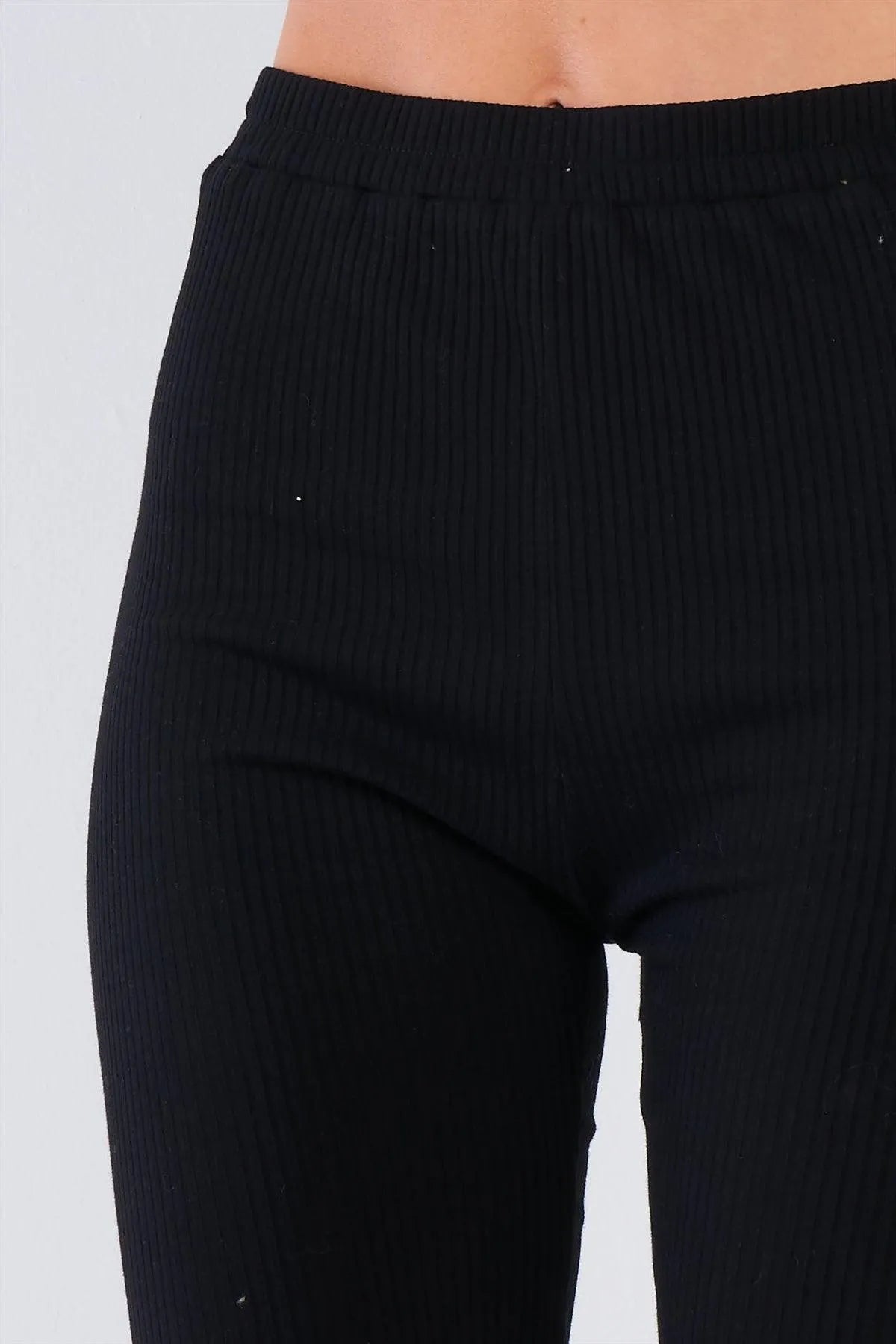 Athletic Black Ribbed Midi Biker Shorts /2-2-1 - Tasha Apparel Wholesale