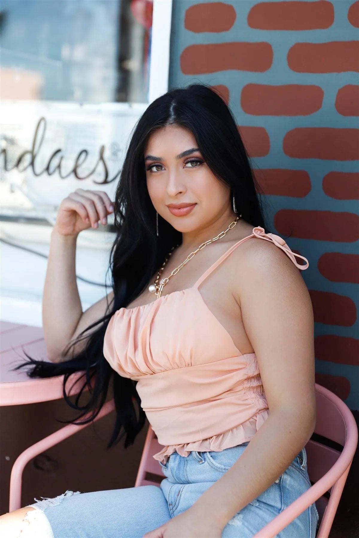 Dusty Orange Draped Self-Tie Strap Crop Top /2-2-1 - Tasha Apparel Wholesale