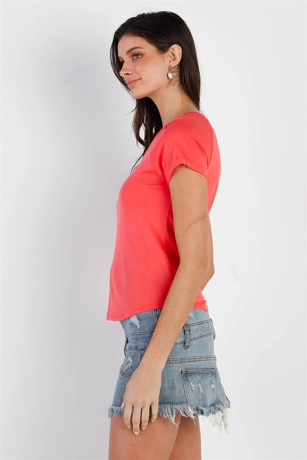 Coral Short Sleeve Cotton Blend T-Shirt Top /2-3 - Tasha Apparel Wholesale