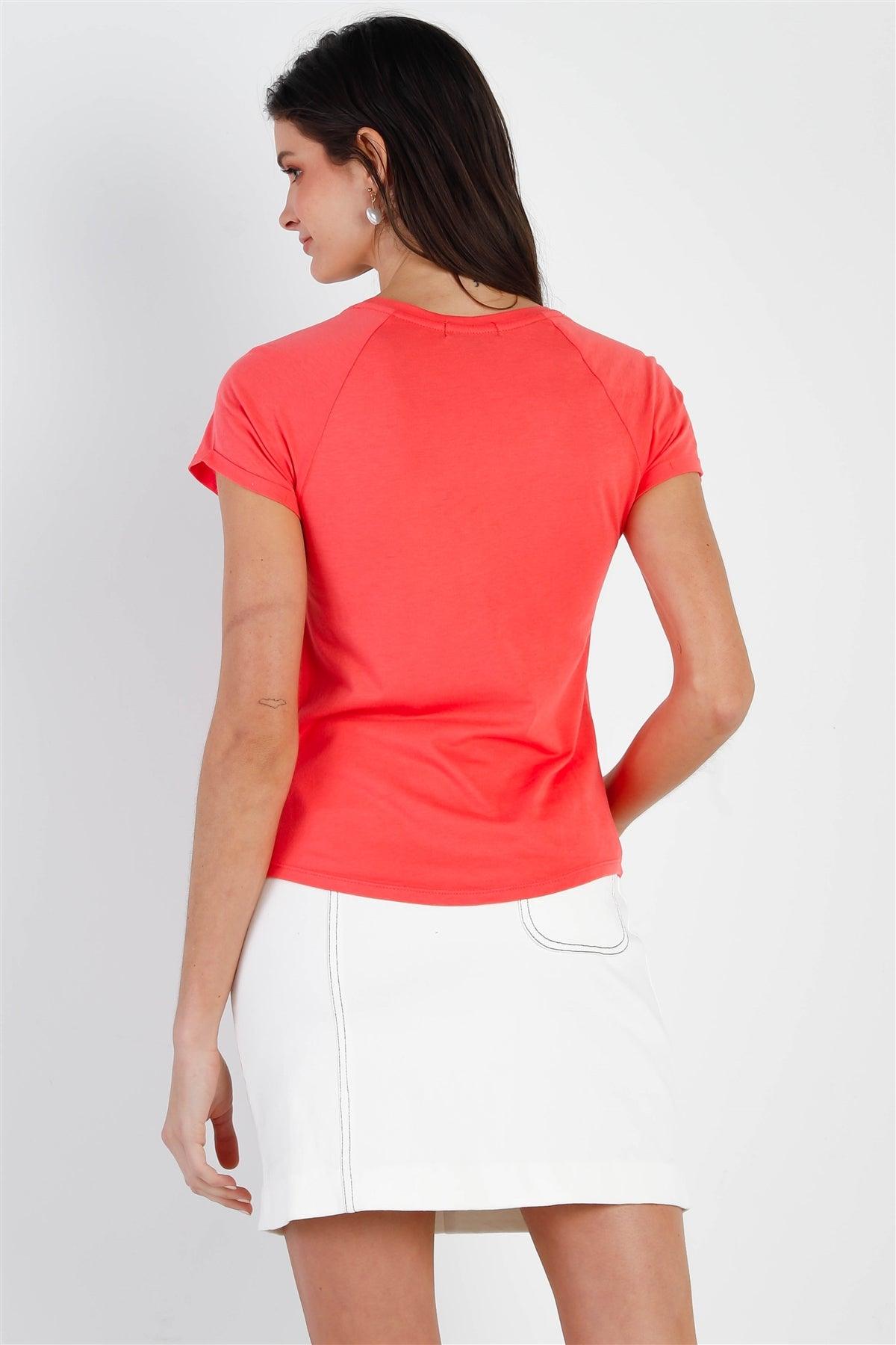 "Love" Print Coral Short Sleeve T-Shirt Top /2-2-2 - Tasha Apparel Wholesale