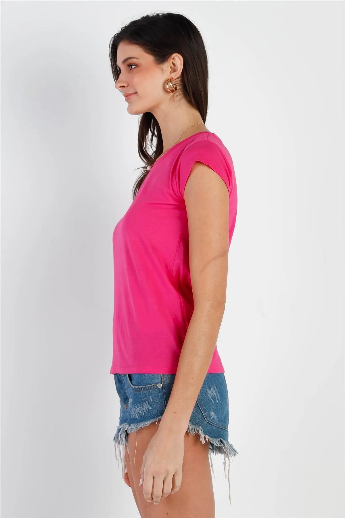 Fuchsia Short Sleeve T-Shirt Top /3-3 - Tasha Apparel Wholesale