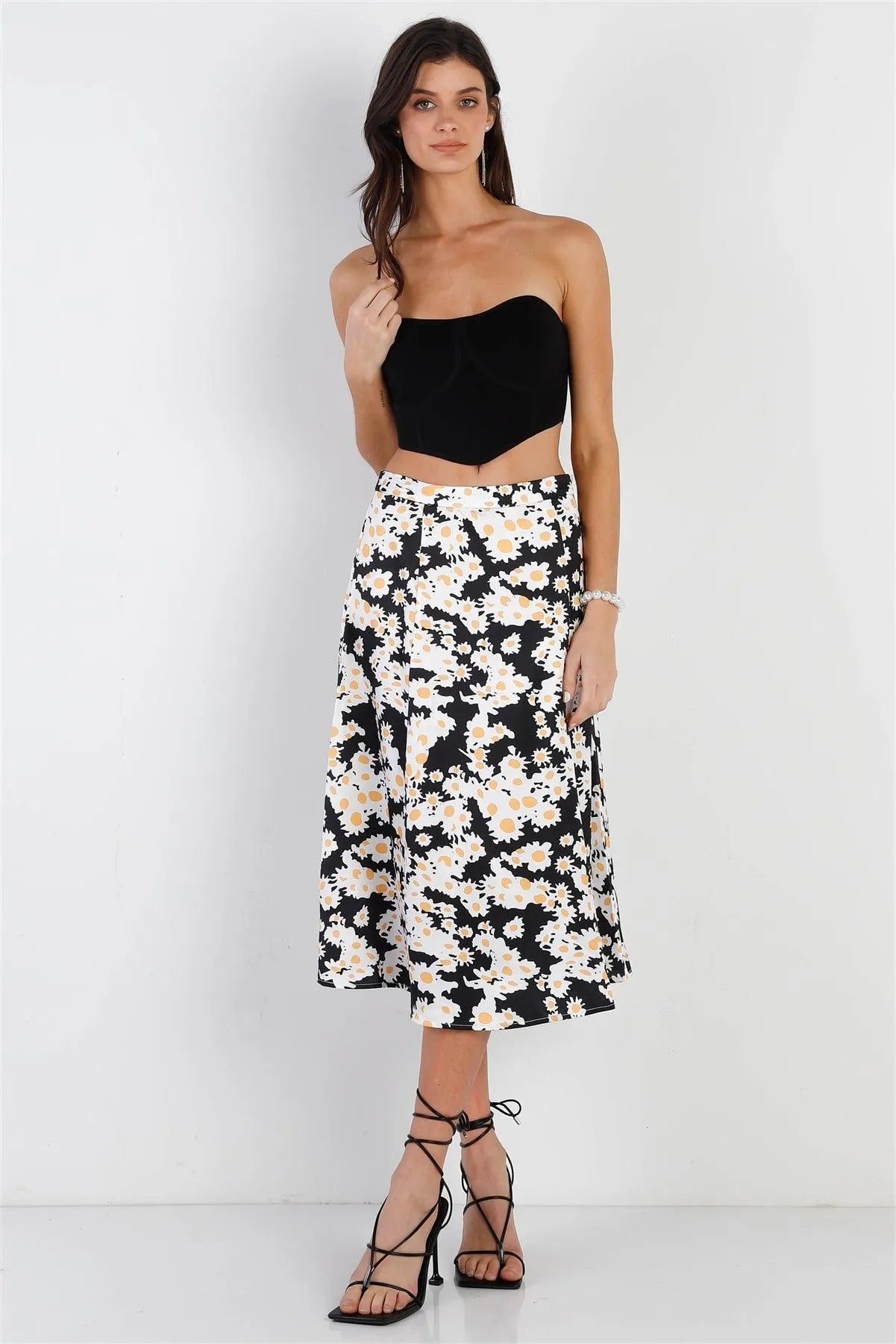 Black Knit Sleeveless Bustier Top /3-2-1 - Tasha Apparel Wholesale