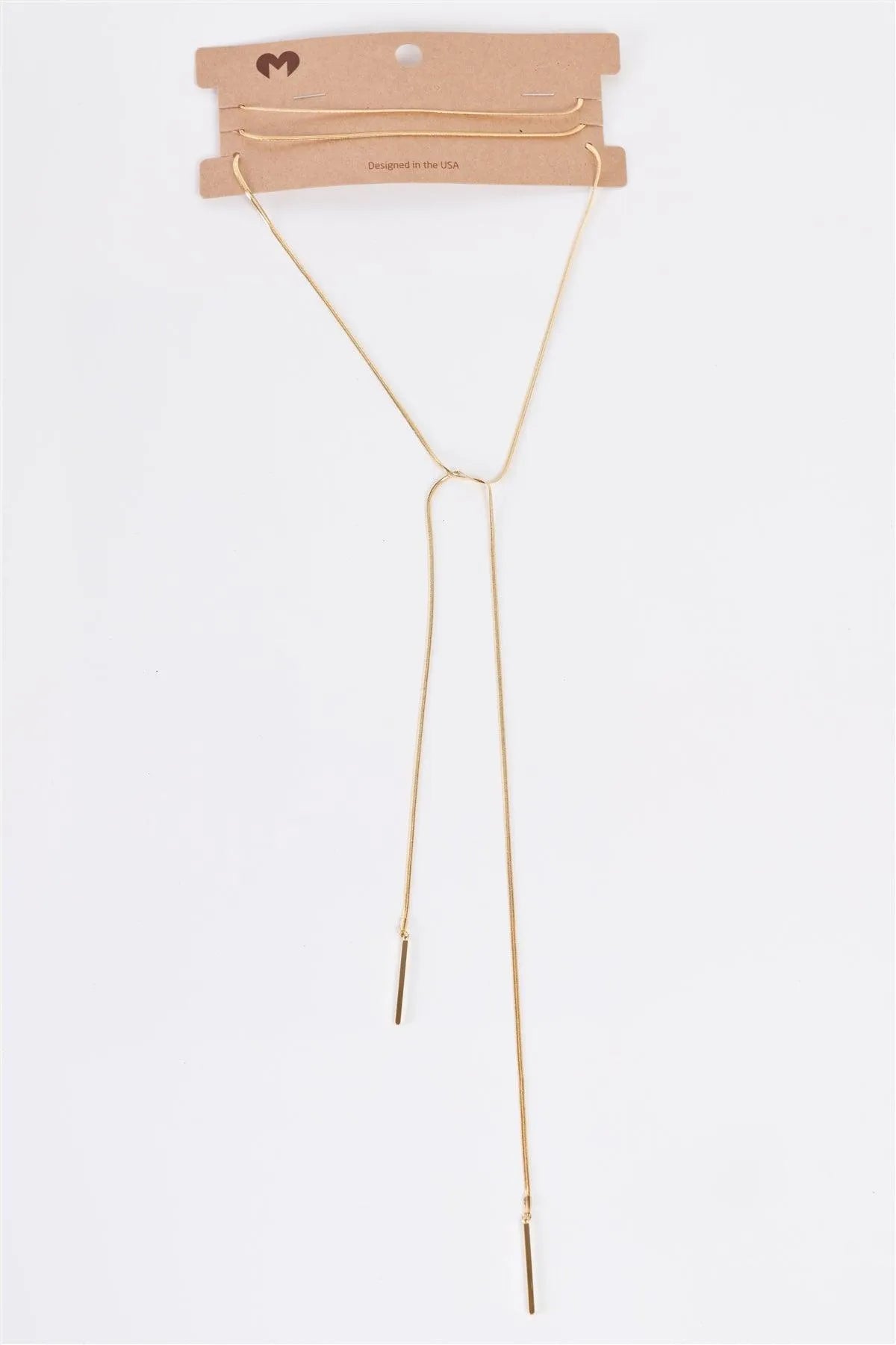 Gold Long Aglet Tip Chain Open Wrap Necklace /5 Pieces - Tasha Apparel Wholesale