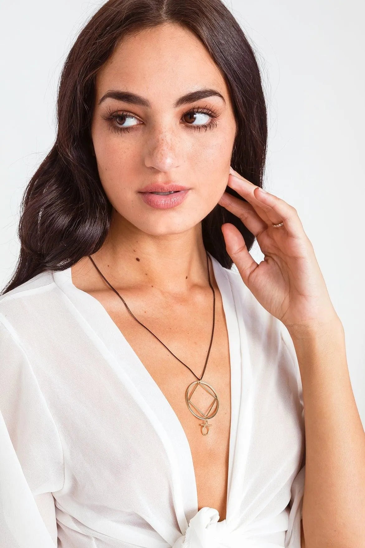 Black Gold Geometric Cut Out Pendant Necklace /6 pieces - Tasha Apparel Wholesale