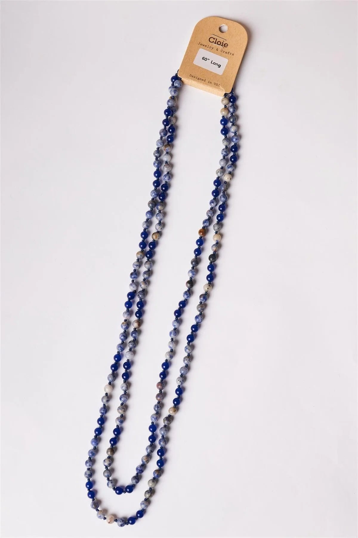 Navy Functional Wrappable Semi Precious Stone Necklace /4 Pieces - Tasha Apparel Wholesale