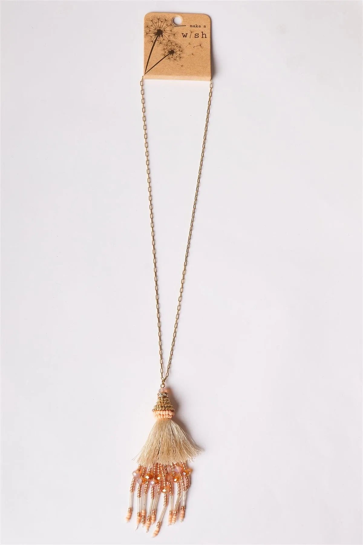 Ivory Mixed Beads Tassel Pendant Necklace /1 Piece - Tasha Apparel Wholesale