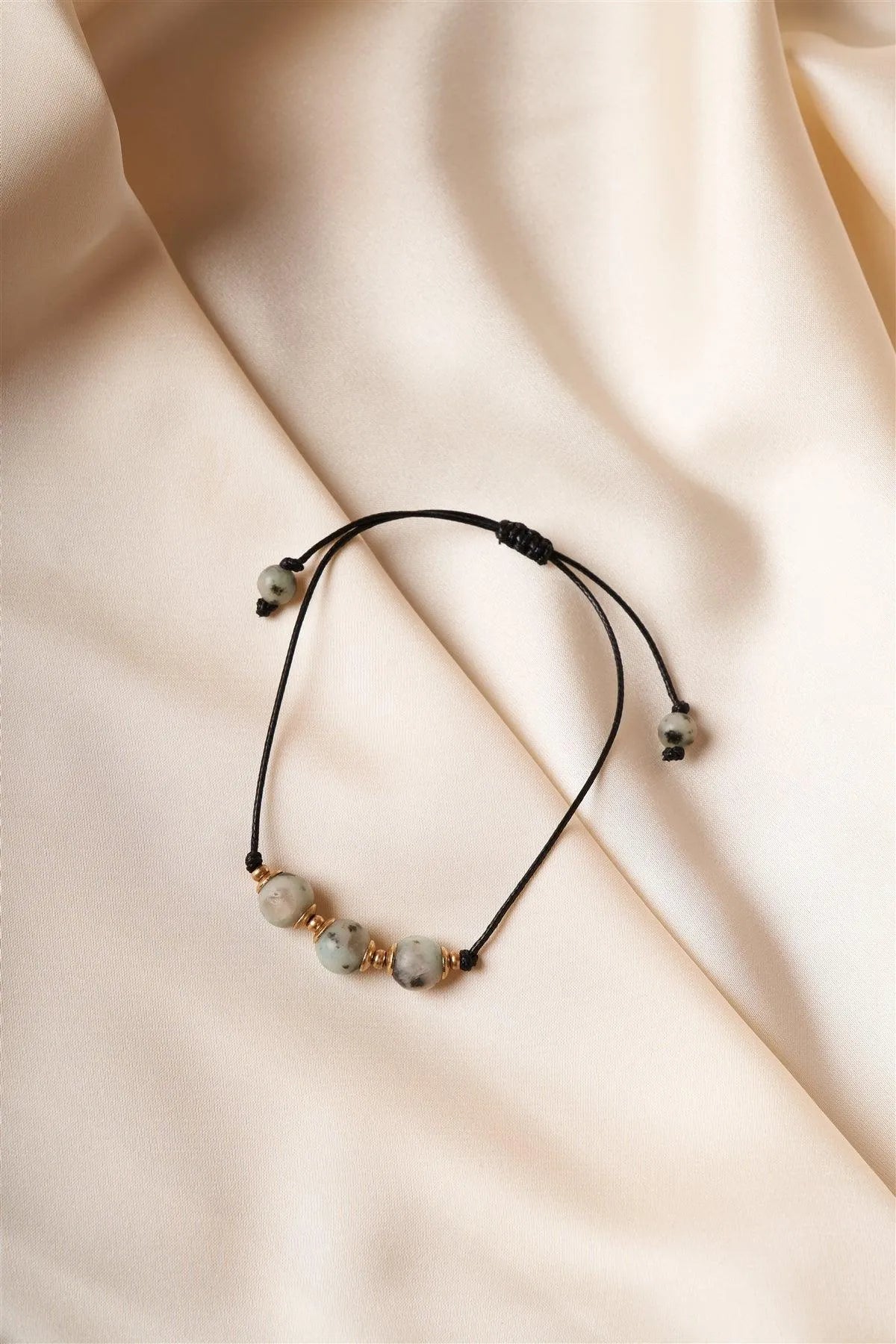 Three Stone Thin Cord Bracelet /7 pieces - Tasha Apparel Wholesale