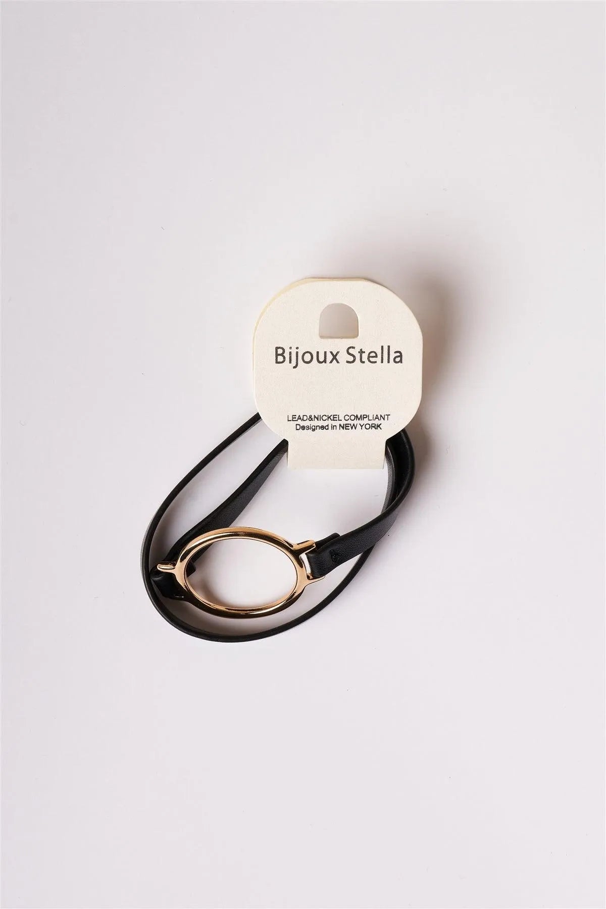 Black Vegan Leather And Gold Bracelet /6 Pieces - Tasha Apparel Wholesale