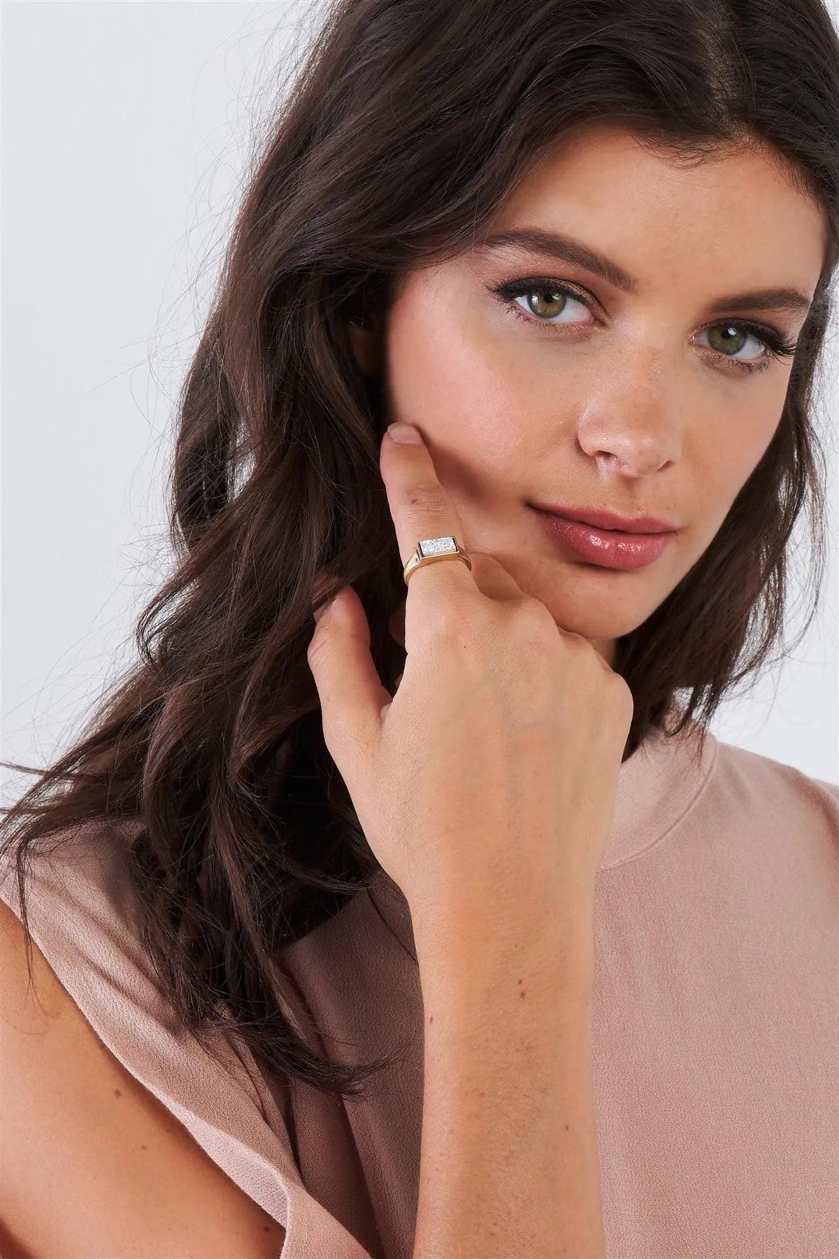 Silver Rectangle Druzy Stone Ring - Tasha Apparel Wholesale