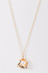 Gold Chain & Gold Shell Pendant With White Pearl Necklace/3 Pieces