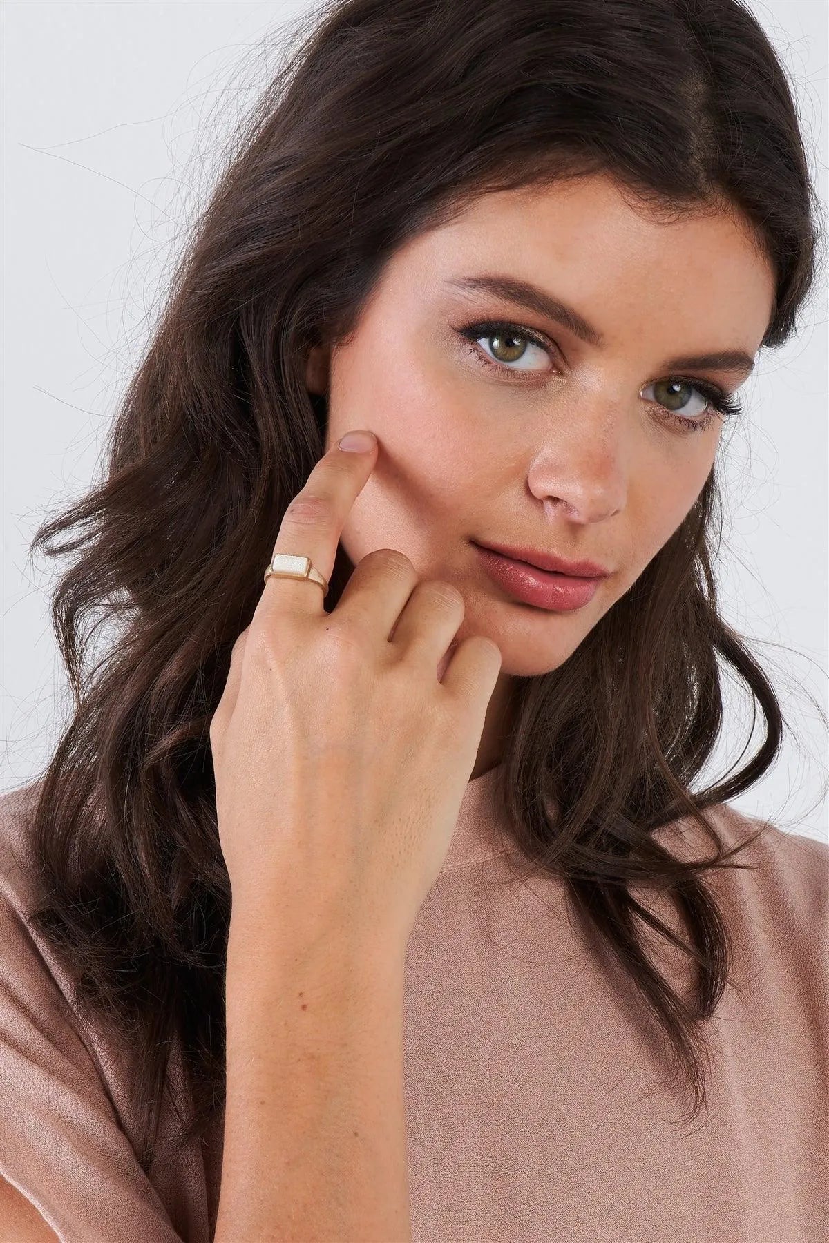 Ivory Rectangle Druzy Stone Ring /6 Pieces - Tasha Apparel Wholesale