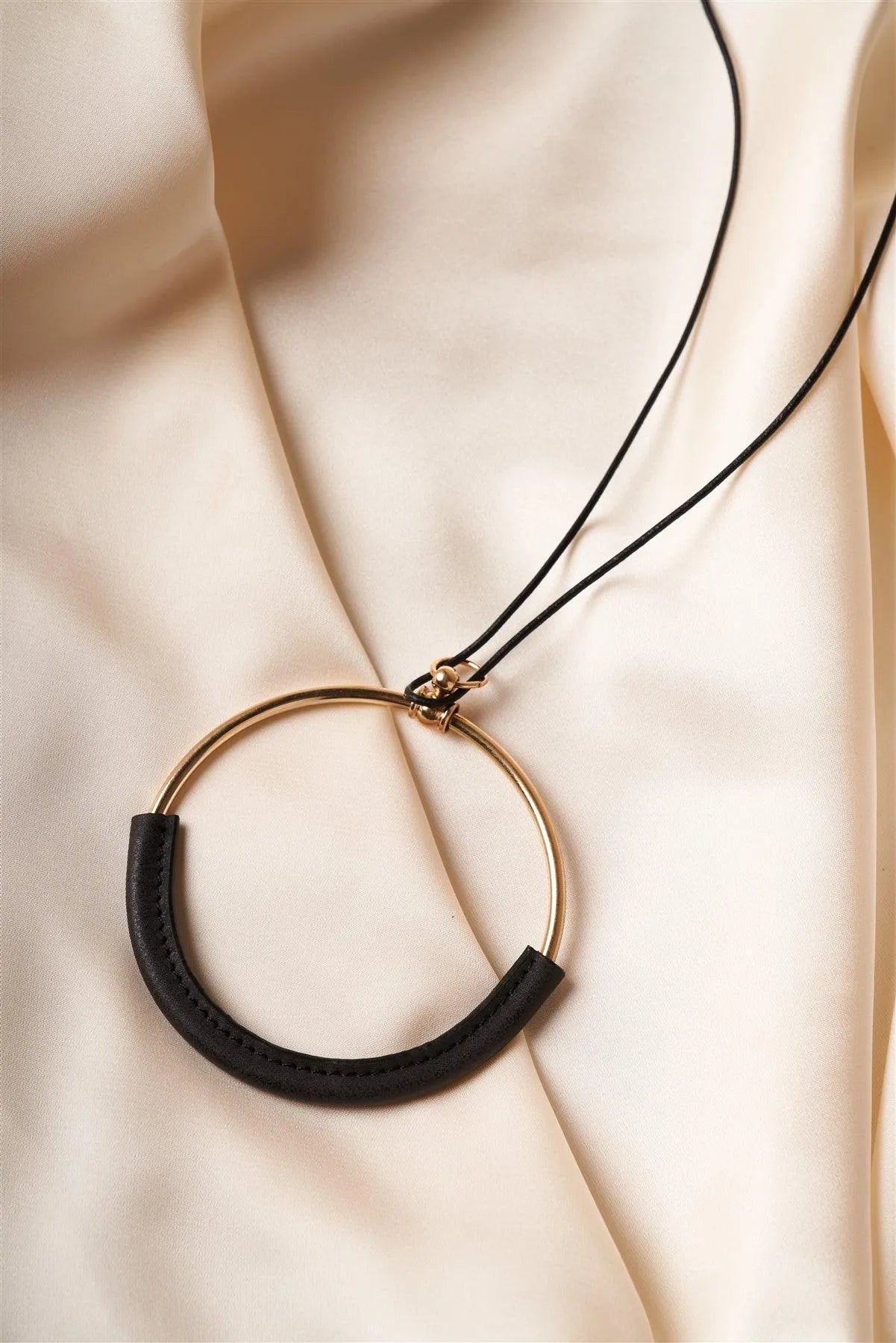 Gold Black Leather Cord Necklace /8 Pieces - Tasha Apparel Wholesale