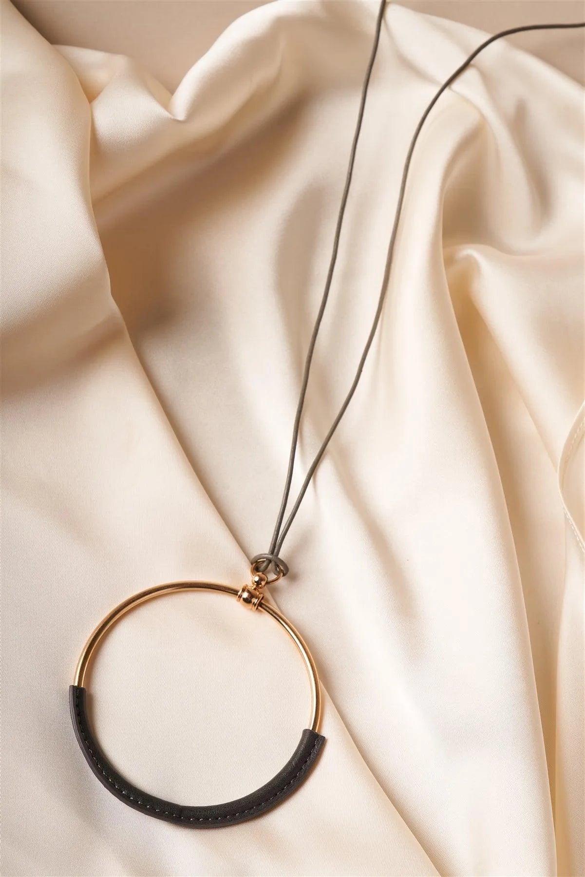 Gold Black Leather Cord Necklace /5 pieces - Tasha Apparel Wholesale