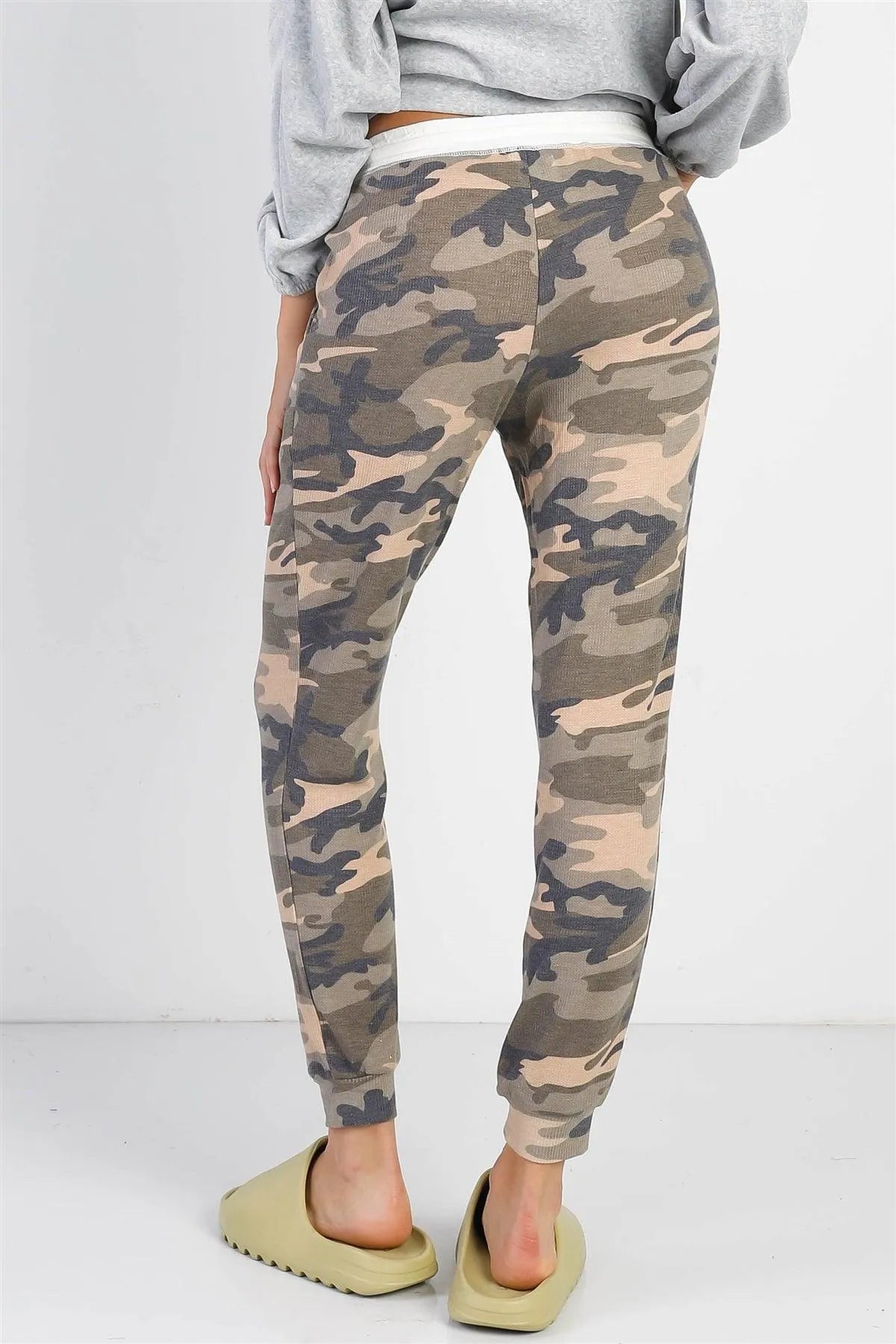 Camo Green Waffle Knit Jogger Pants /1-1-1 - Tasha Apparel Wholesale