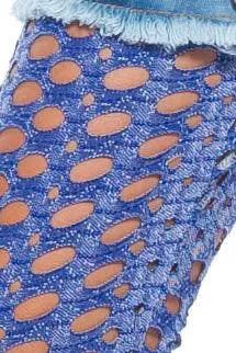 Underlay Cutout Holes Leggings Blue /2-2-2 - Tasha Apparel Wholesale