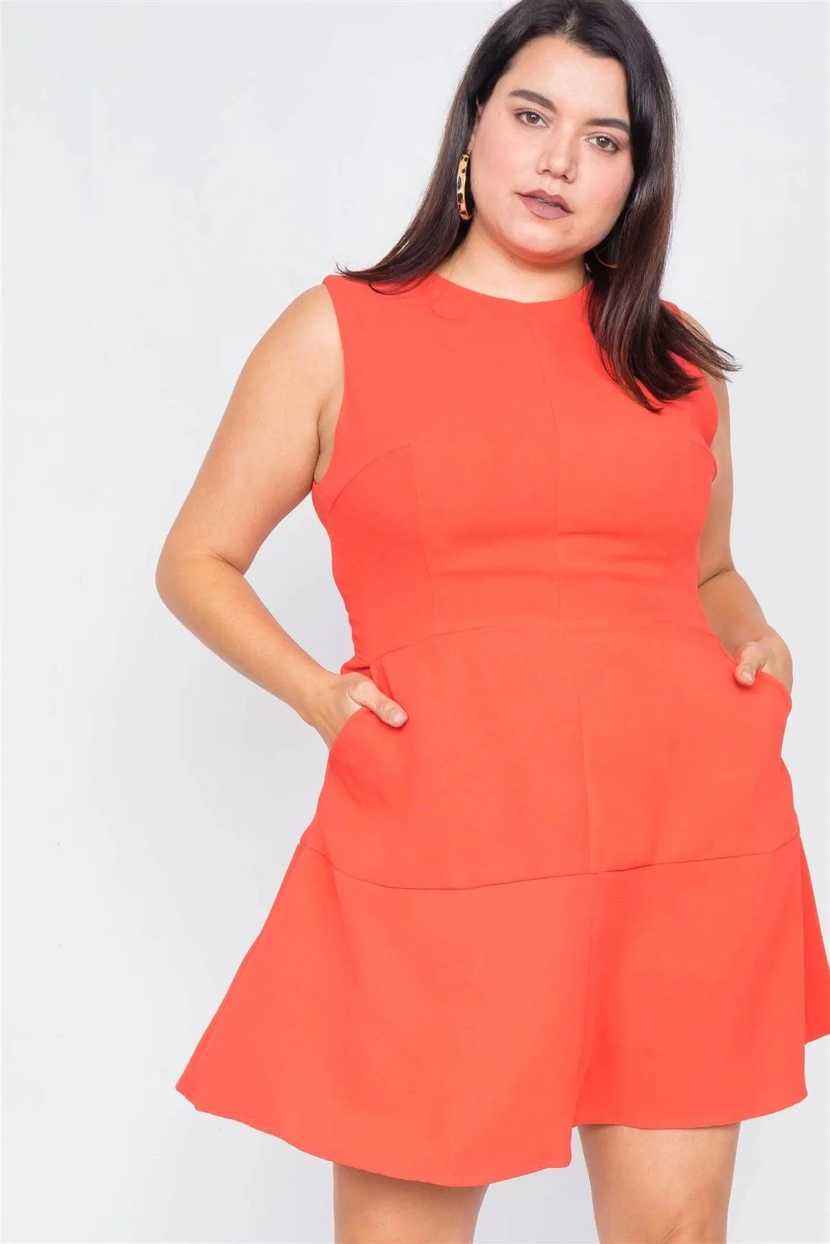 Junior Plus Size Poppy Fit & Flare Sleeveless Midi Dress /3-2-1 - Tasha Apparel Wholesale