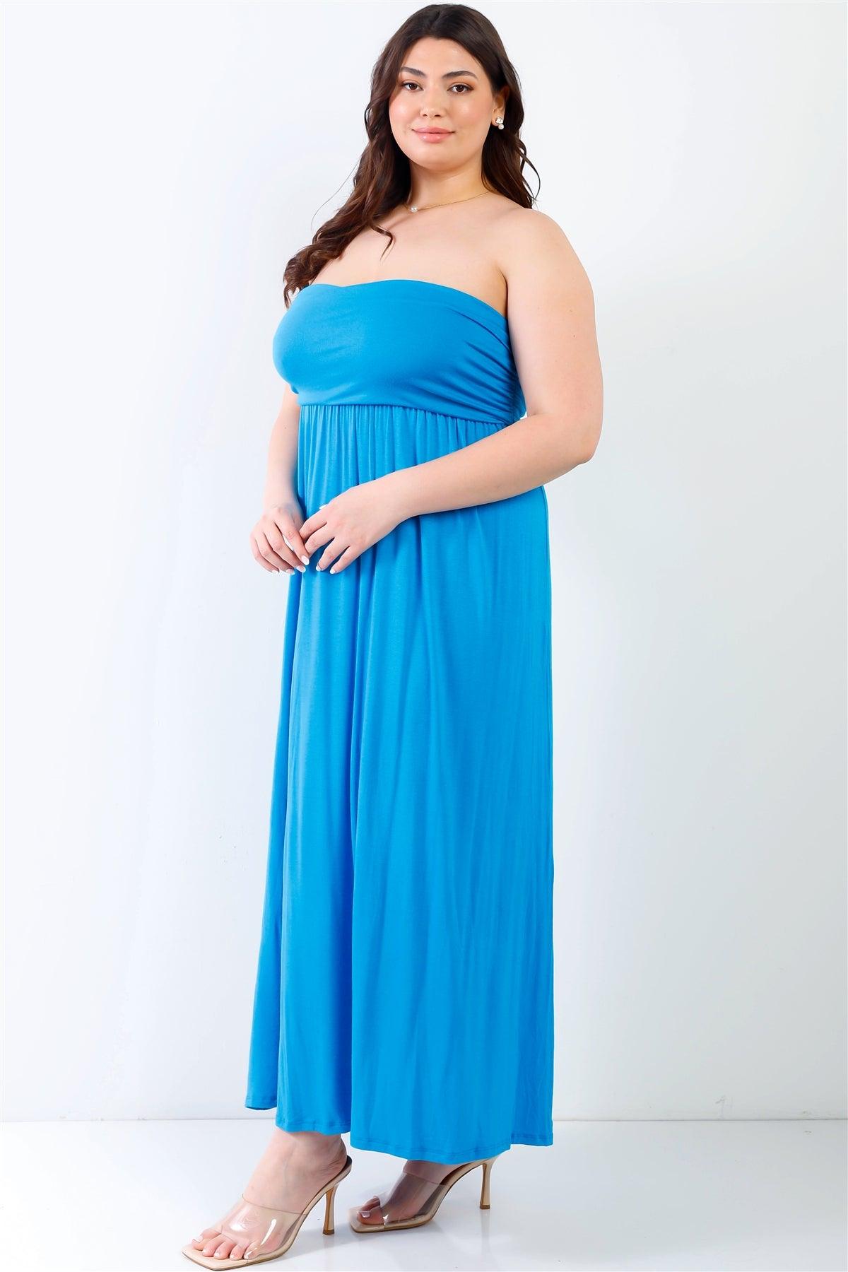 "Mermaid" Junior Plus Blue Sleeveless Maxi Dress /2-2-2 - Tasha Apparel Wholesale