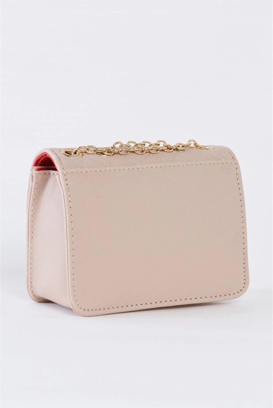 Nude Vegan Leather Quilted Chain Crossbody Bag /1 Bag