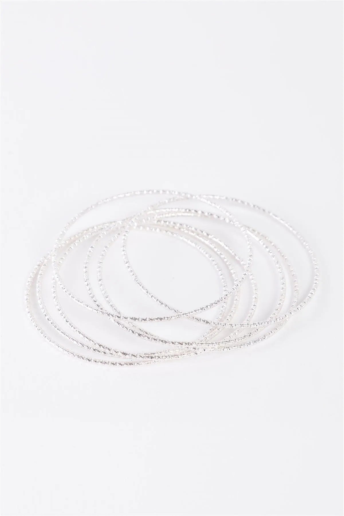 Silver Ribbed 7 Ring Bracelet /6 Pieces - Tasha Apparel Wholesale