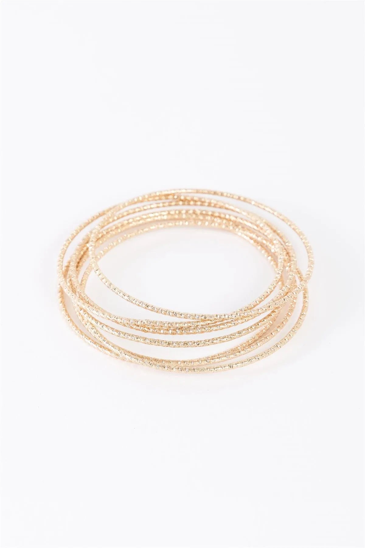 Gold Ribbed 7 Ring Bracelet /6 Pieces - Tasha Apparel Wholesale
