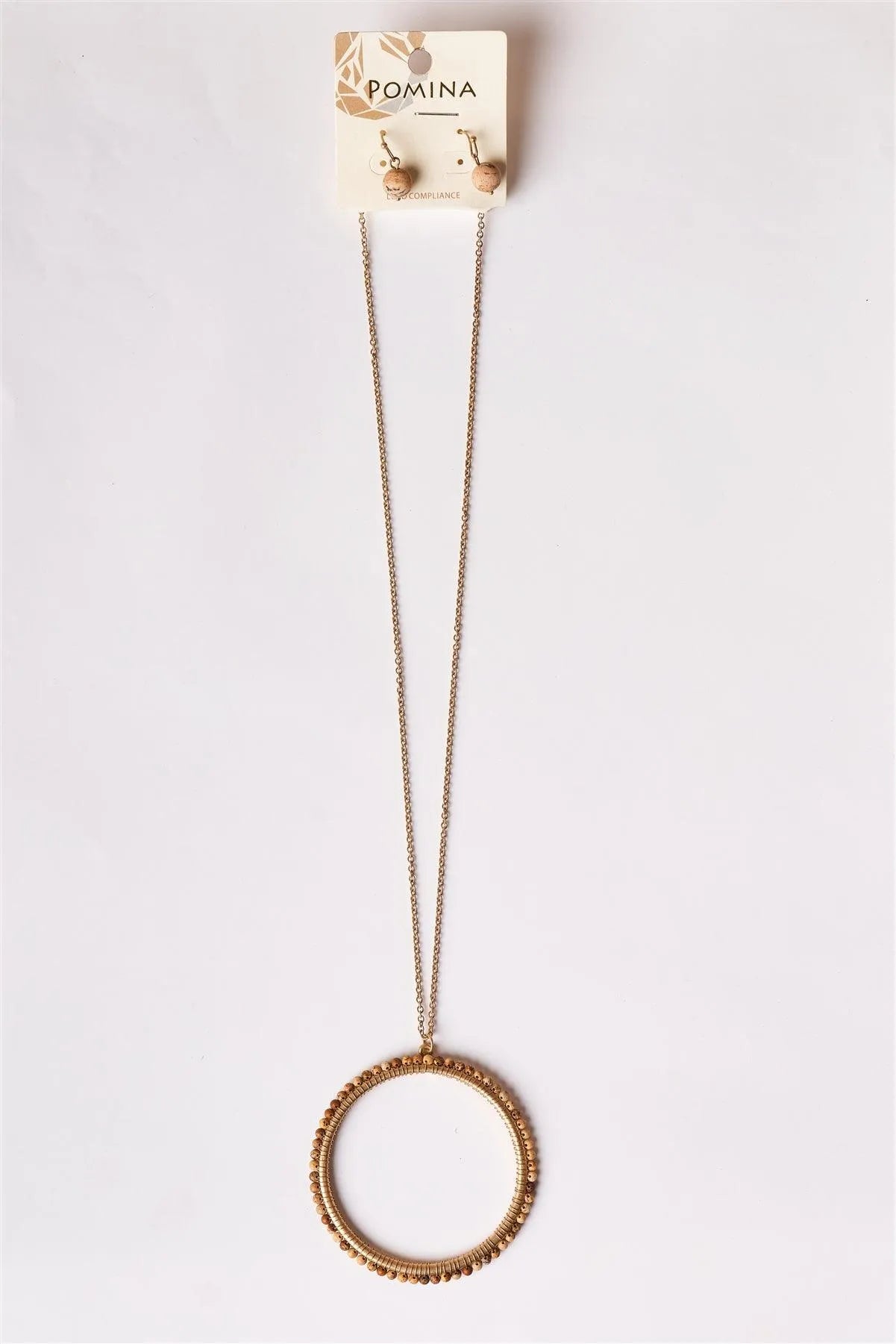 Brown Beaded Ring Pendant Jewelry Sets - Tasha Apparel Wholesale