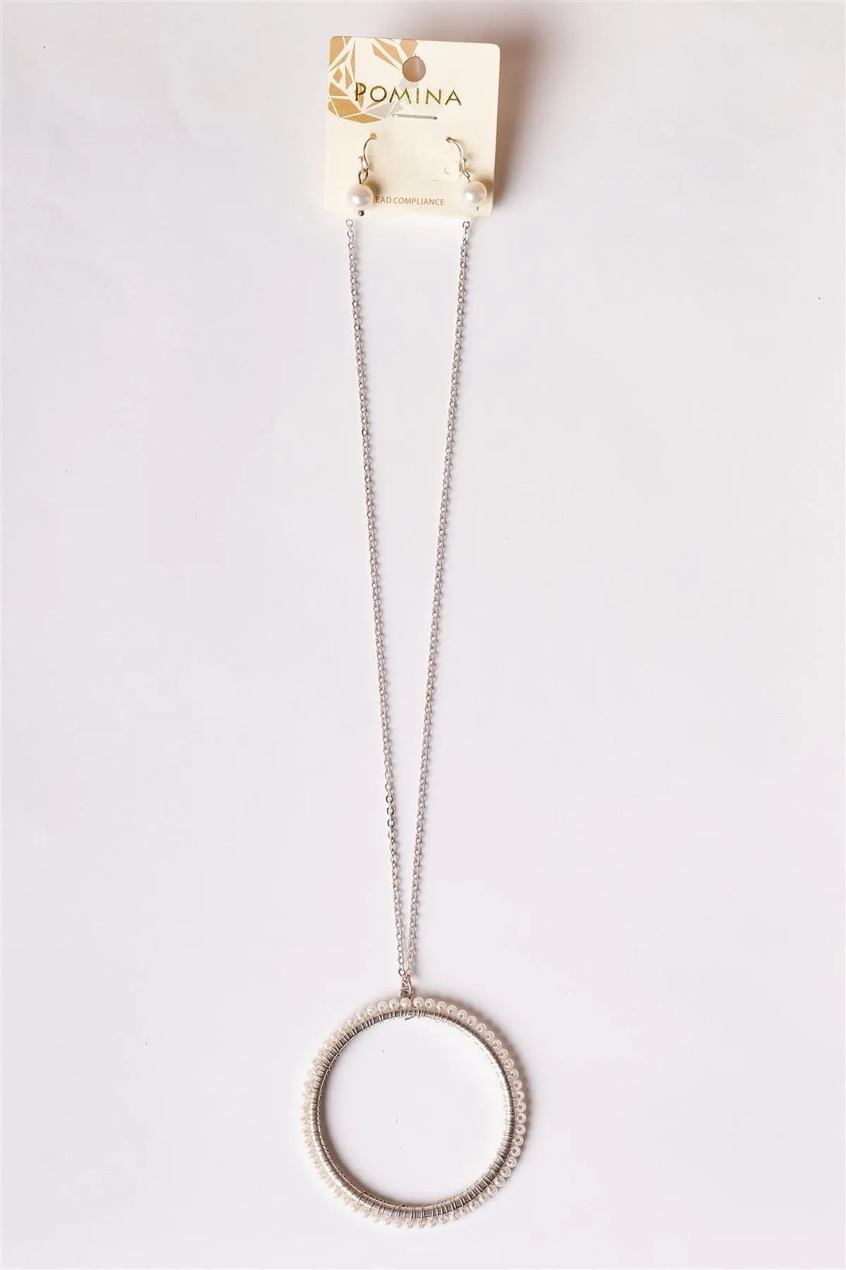 Silver Pearl Beaded Ring Pendant Jewelry Sets - Tasha Apparel Wholesale