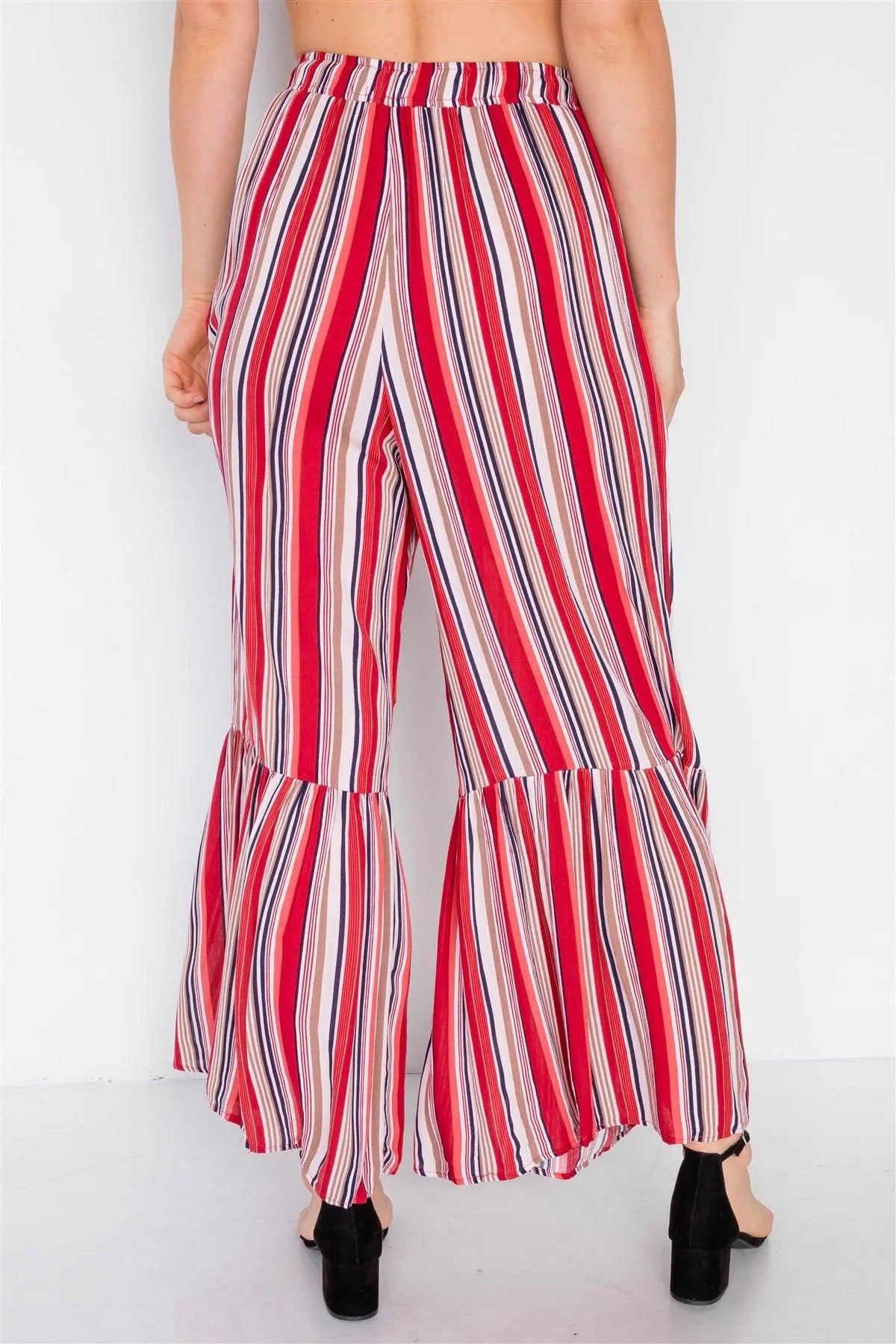 Pomegranate Multi Print Front Knot Cami & Flare Ankle Pant Set /3-2-1 - Tasha Apparel Wholesale