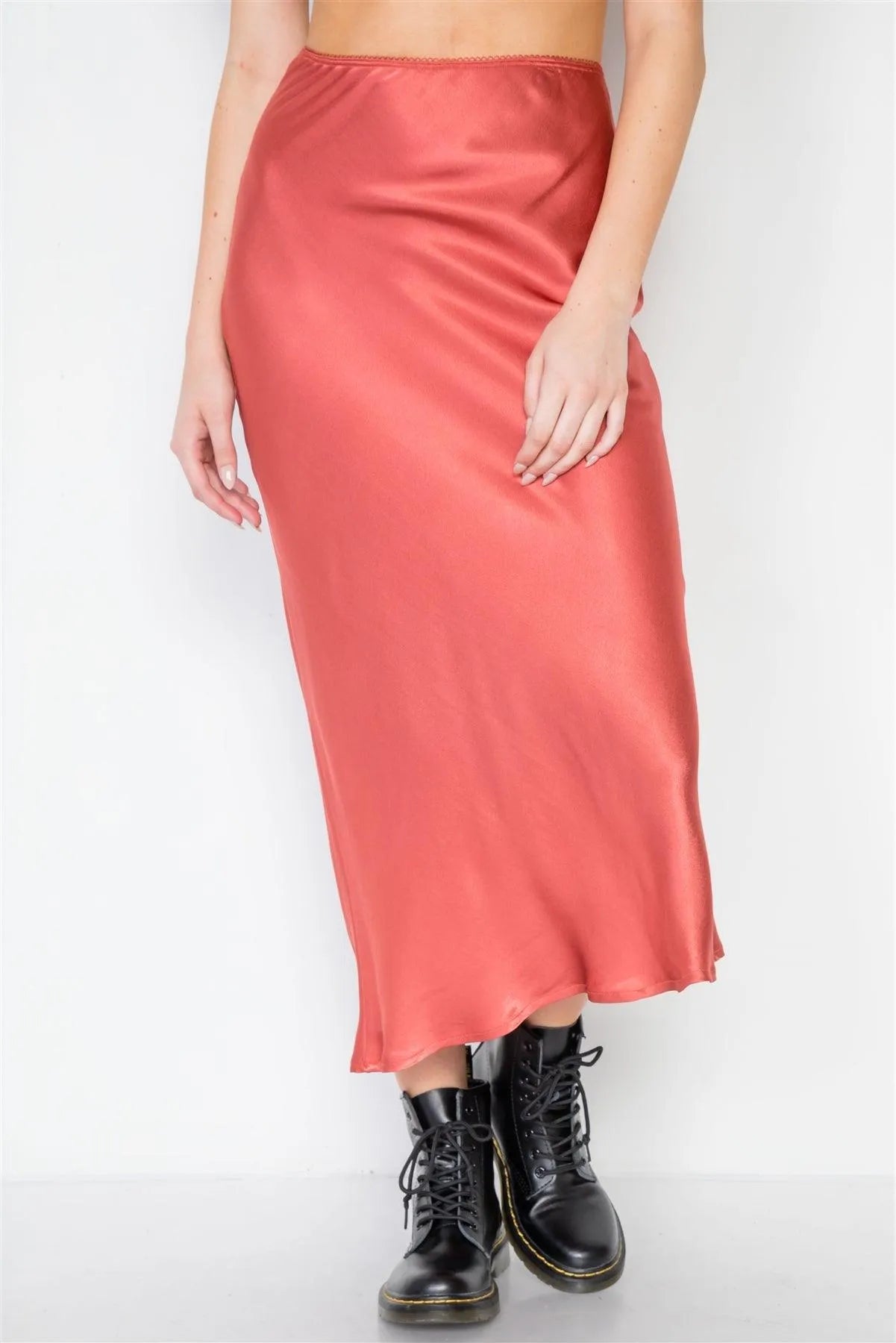 Clay Satin High-Waist Midi Skirt /3-2-1 - Tasha Apparel Wholesale