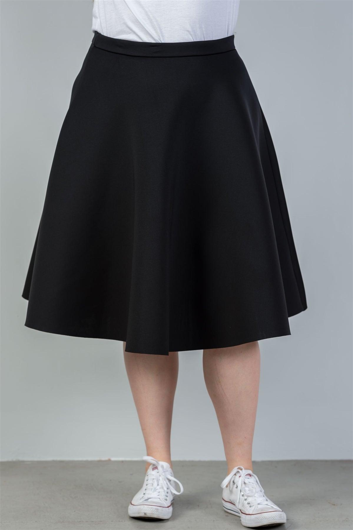 Junior Plus Size Black Midi Skirt /2-2-2-1