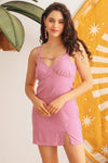 Pink V-Neck Sleeveless Strappy Mini Dress /3-2-1