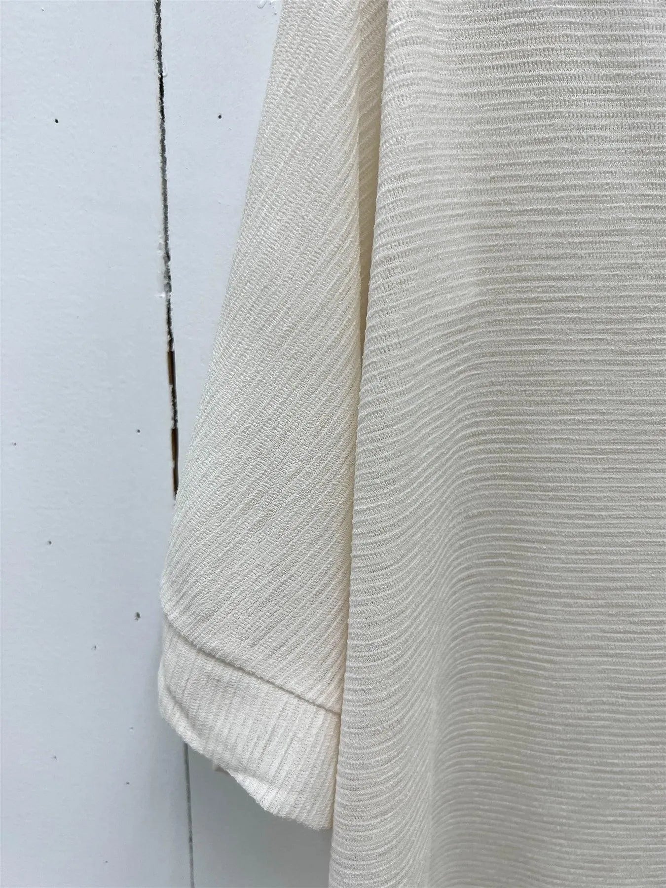 White Textured V-Neck Relaxed Short Sleeve Top /3-2-1 - Tasha Apparel Wholesale