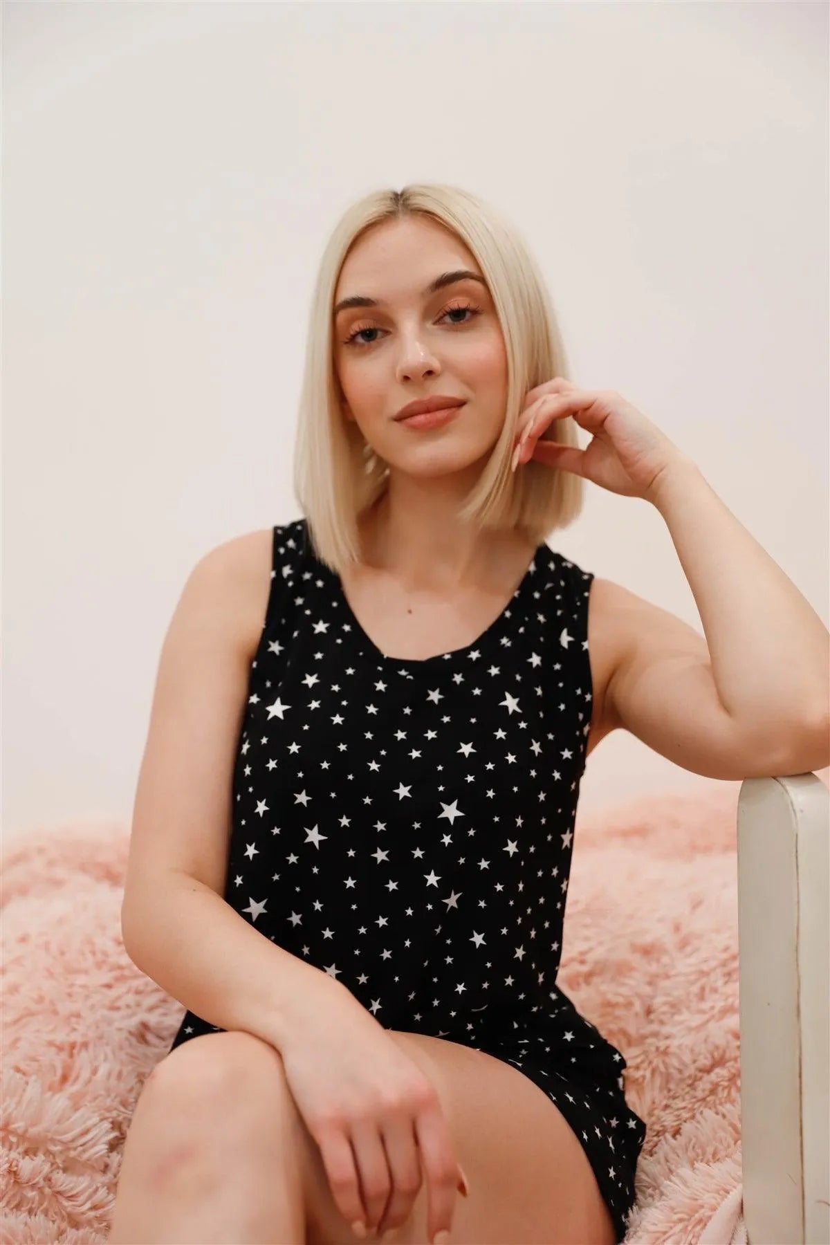 Black Star Print Tank Top & Shorts Set /1-1-1 - Tasha Apparel Wholesale