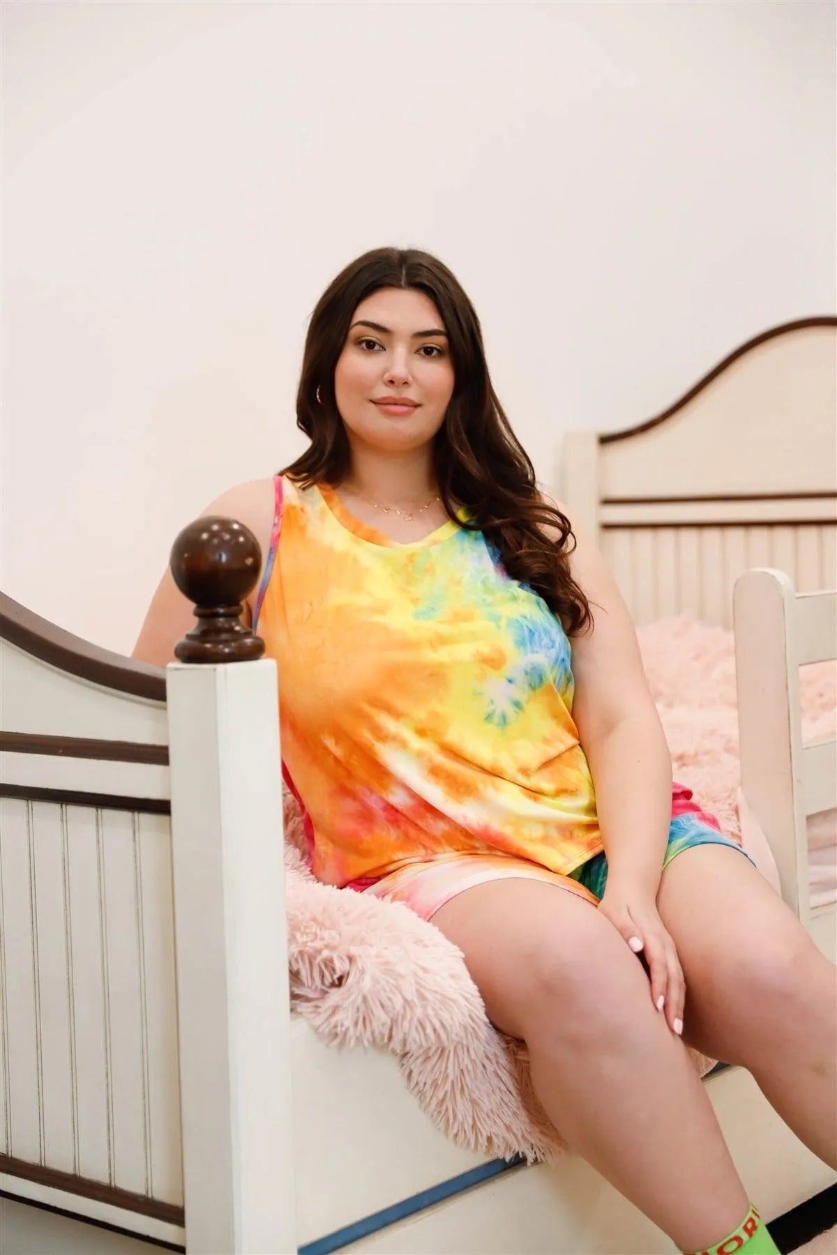 Plus Size Tie-Dye Sleeveless Sleepwear Loungewear Set - Tasha Apparel Wholesale