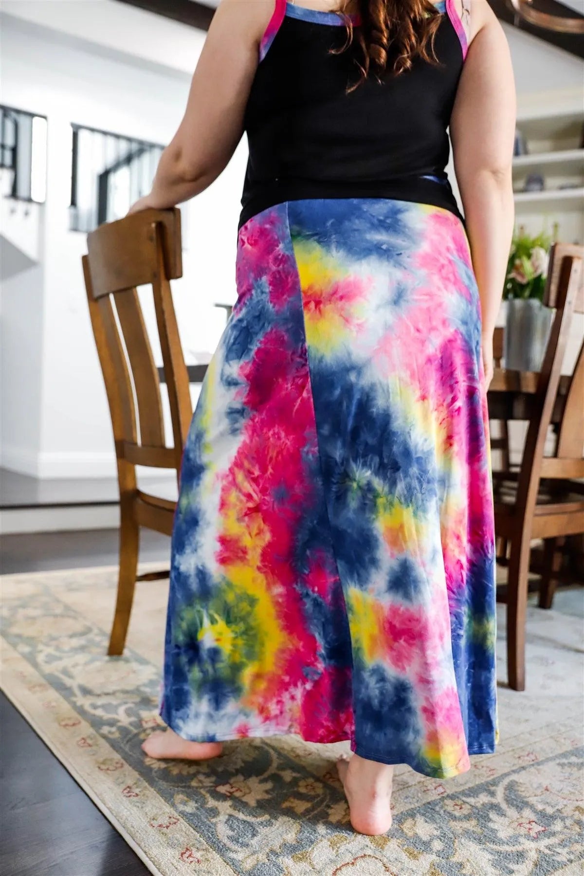 Junior Plus Lavender Tie-Dye V-Neck Top & Maxi Skirt Set - Tasha Apparel Wholesale