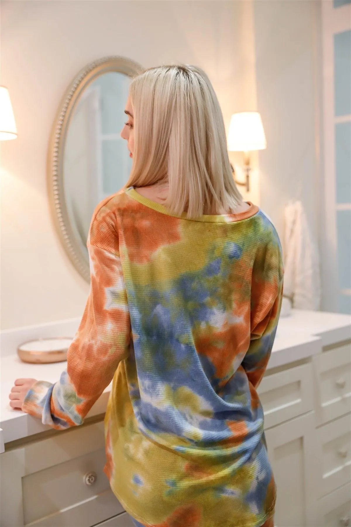 Multi Color Tie-Dye Long Sleeve Top & Sweatpants Set - Tasha Apparel Wholesale