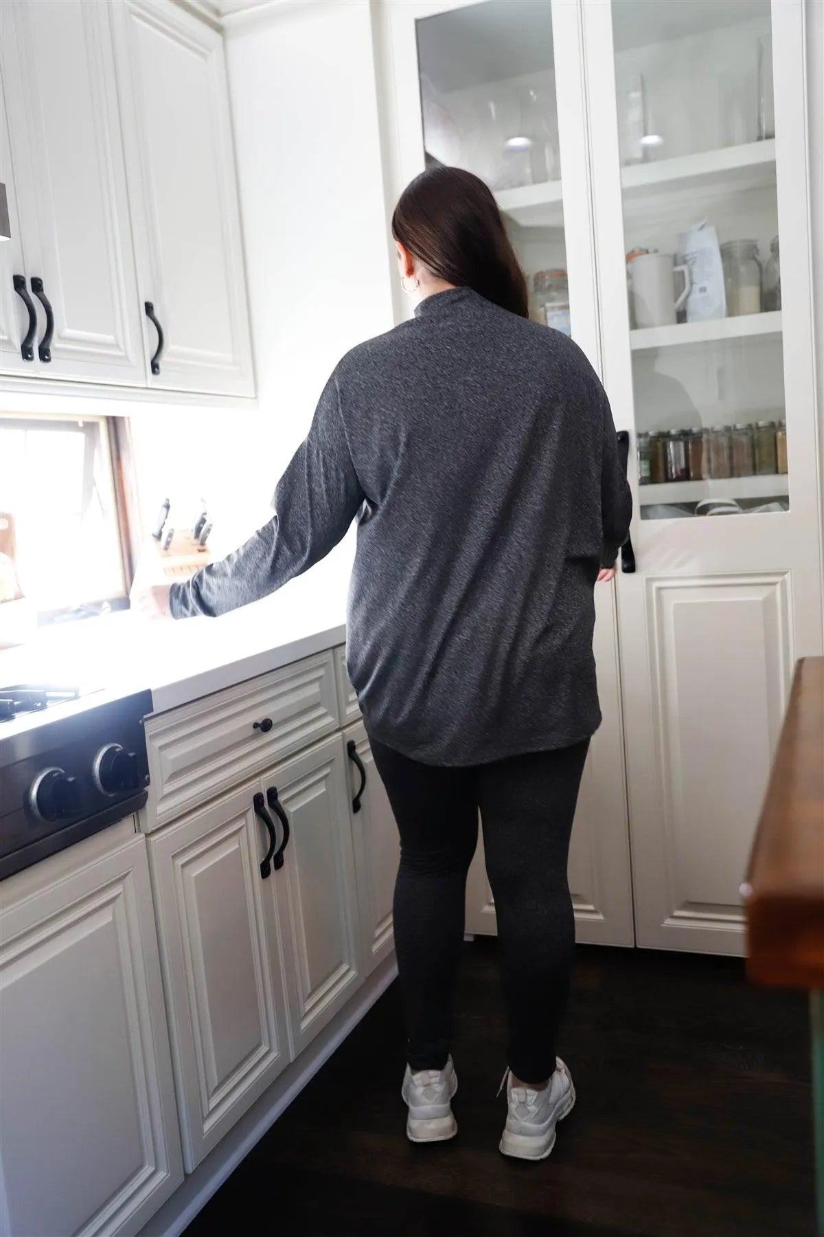 Charcoal Mock Neck Long Sleeve Top & High Waist Legging Pants Set /2-2-2 - Tasha Apparel Wholesale